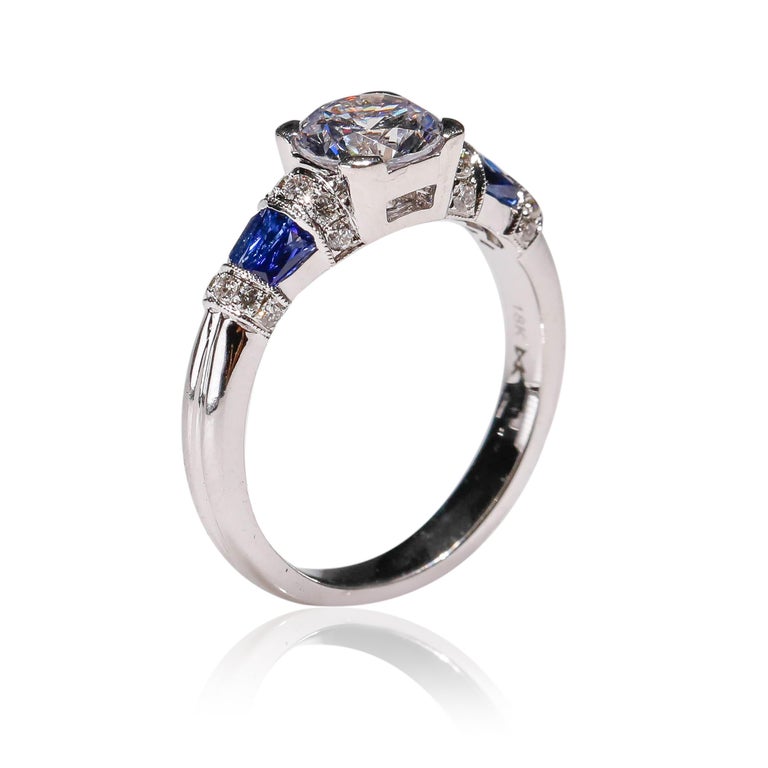 AFFY Round Cut White Cubic Zirconia Double Row Prong Set Contour Solitaire Enhancer Engagement Ring In 14k Gold Over Sterling Silver (2.06 Cttw