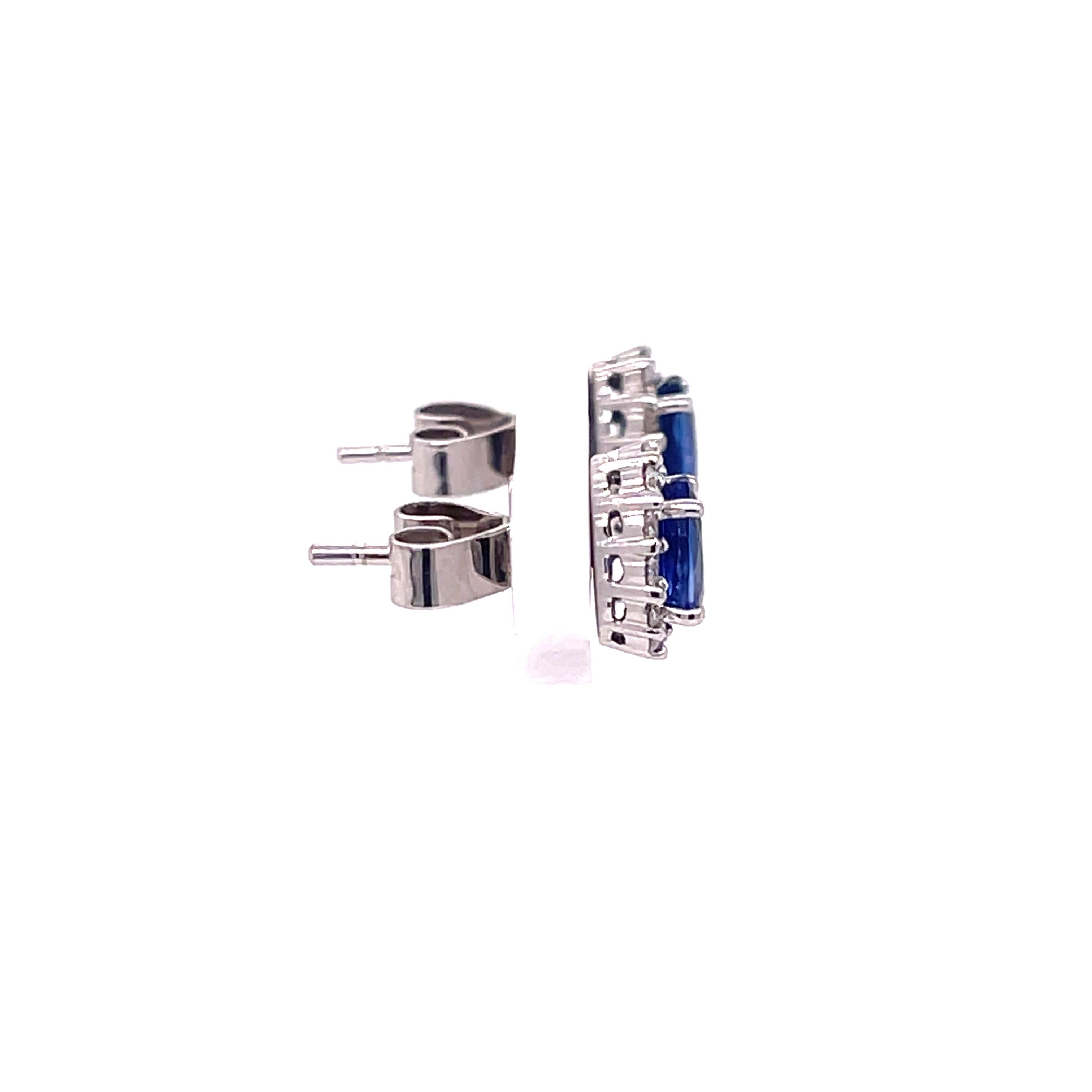 Oval Cut Sapphire '1.25ctw' and Diamond '0.33ctw' White Gold Studs For Sale