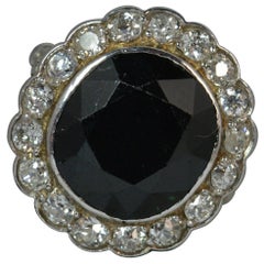 Sapphire 1.4 Carat Old Cut Diamond 18 Carat White Gold Cluster Ring