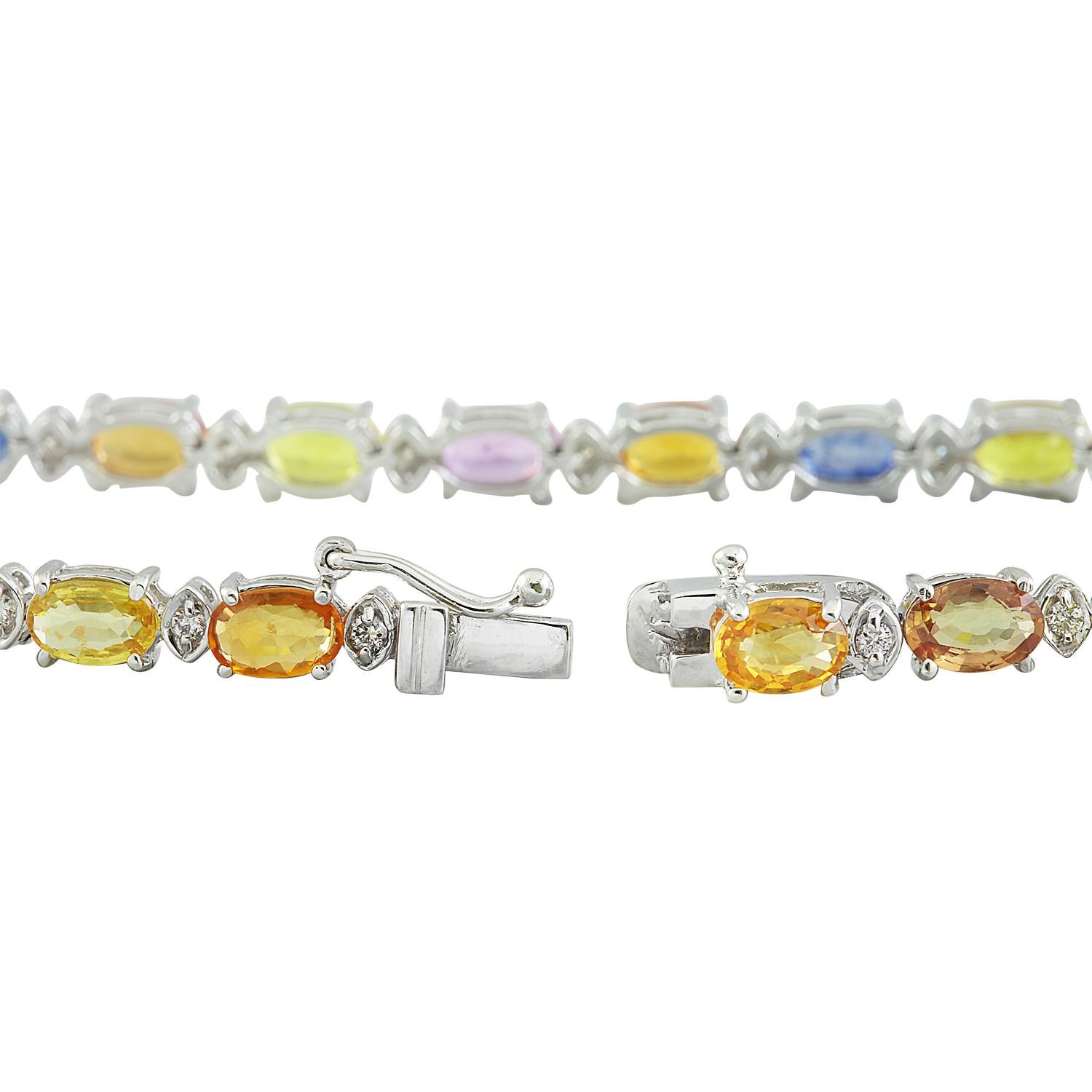 Women's Sapphire Diamond Bracelet In 14 Karat White Gold  For Sale