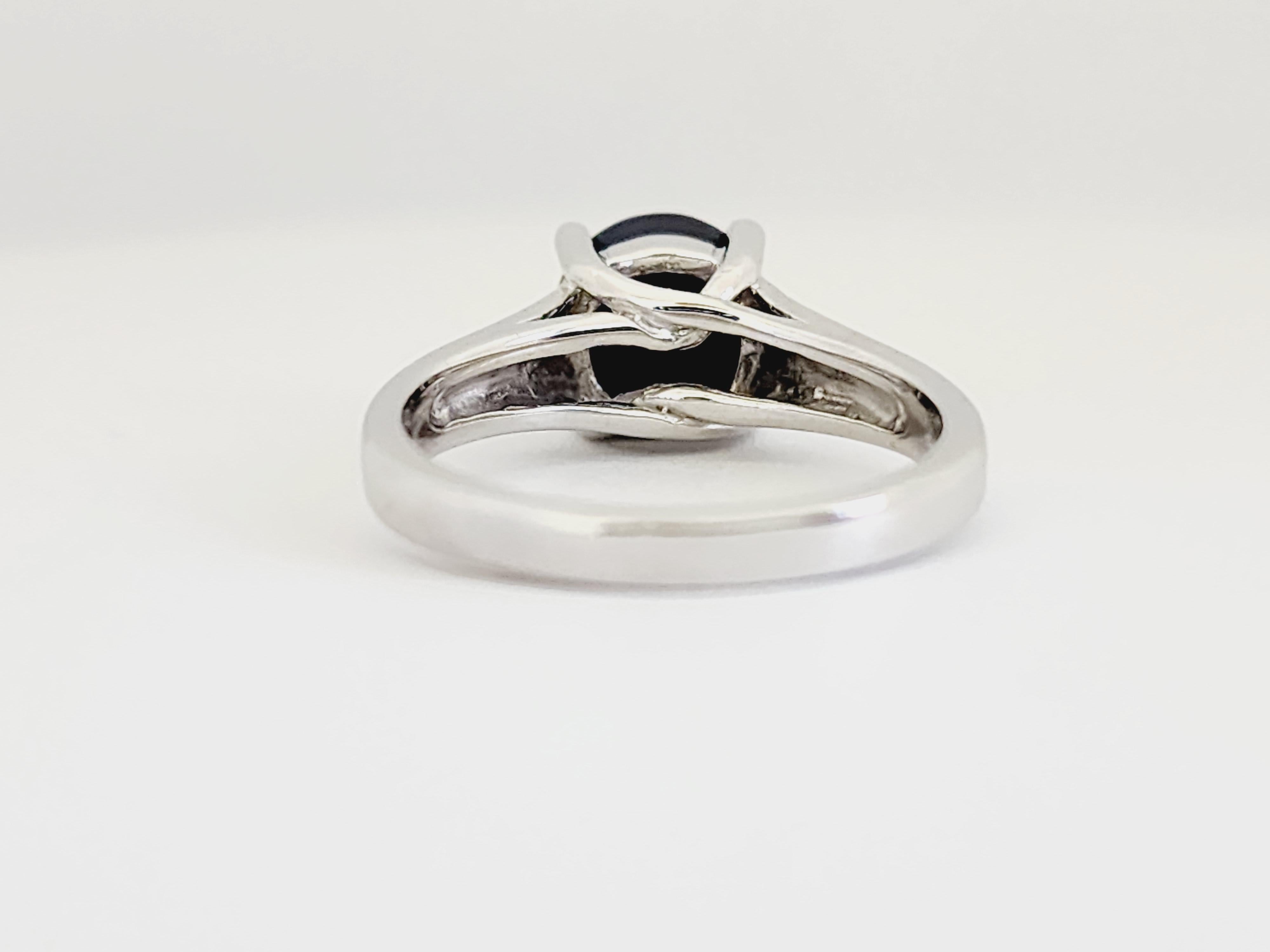 Round Cut Sapphire 14 Karat White Gold Ring For Sale