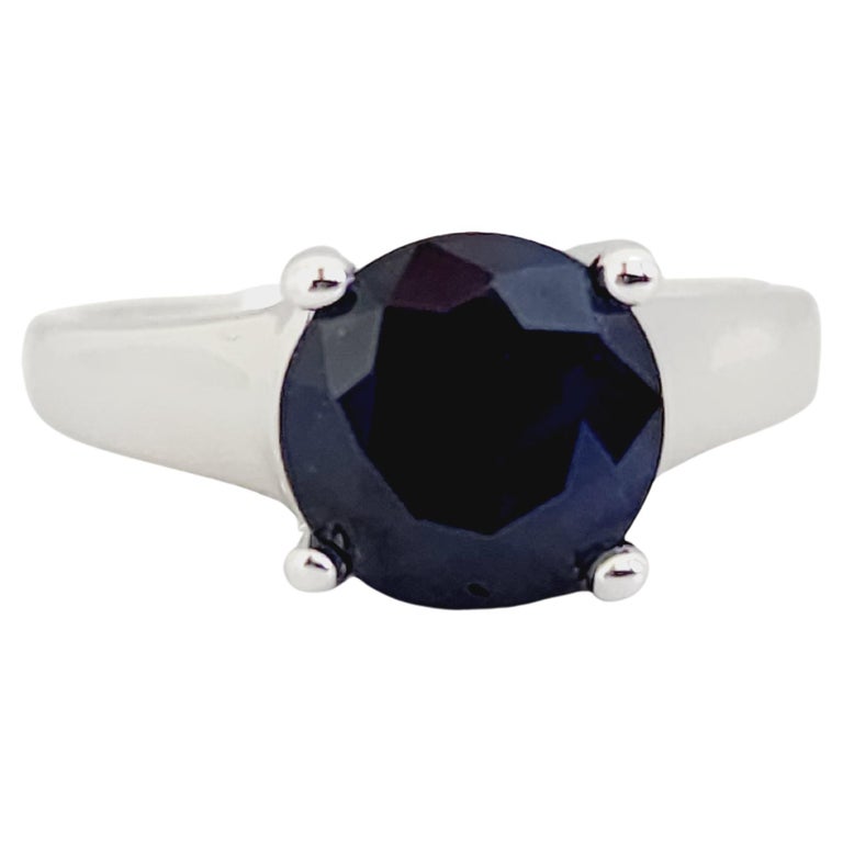 Bague Saphir Naturel Bleu Forme Cœur 2,00 Ct Or Blanc Massif 14 Carats
