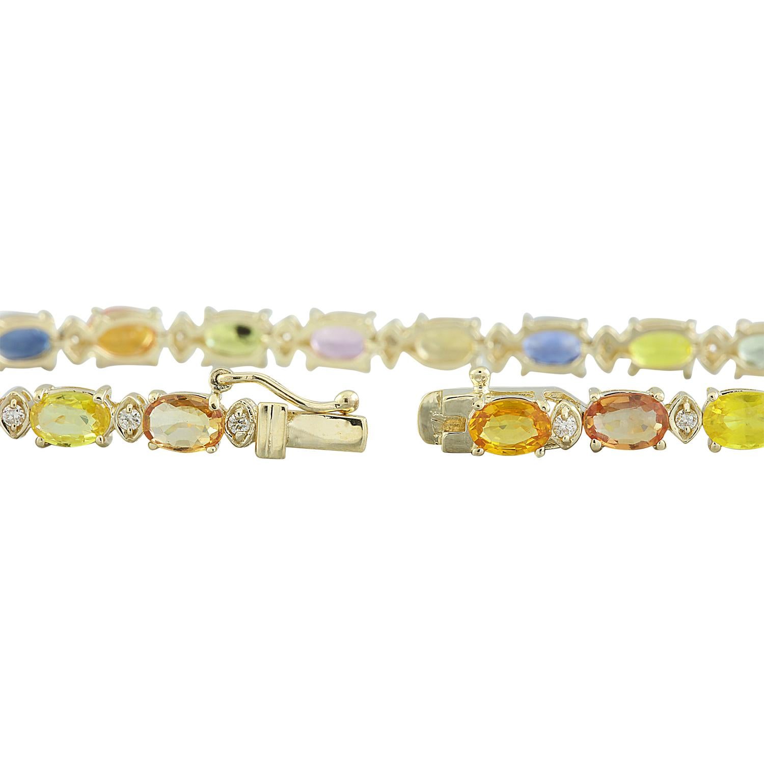 Women's Sapphire Diamond Bracelet in 14 Karat Yellow Gold  For Sale