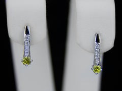 Sapphire 14k Gold Earrings, Tiny Yellow Sapphire Earrings