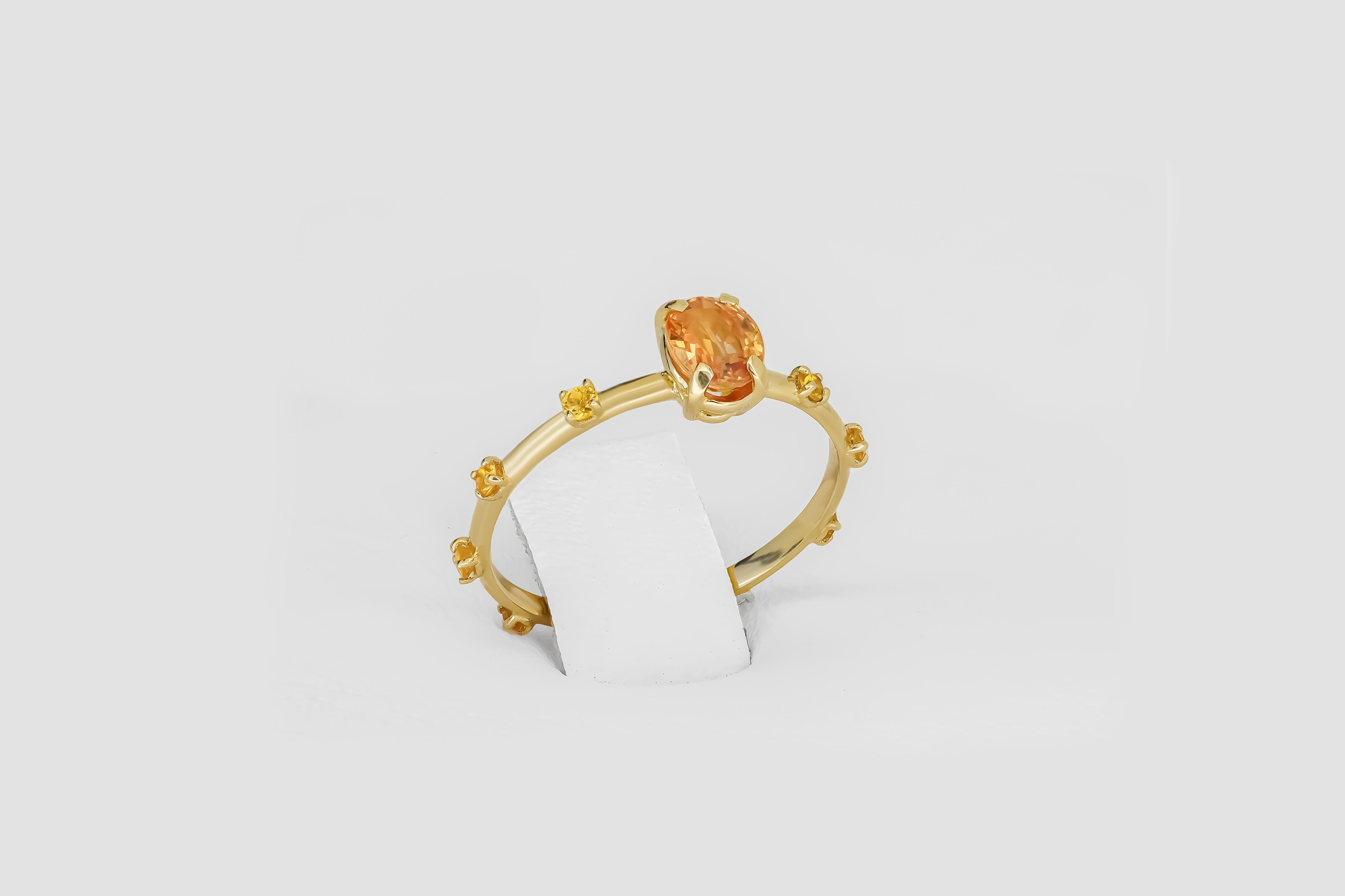 Peach gemstone 14k gold ring. In New Condition For Sale In Istanbul, TR