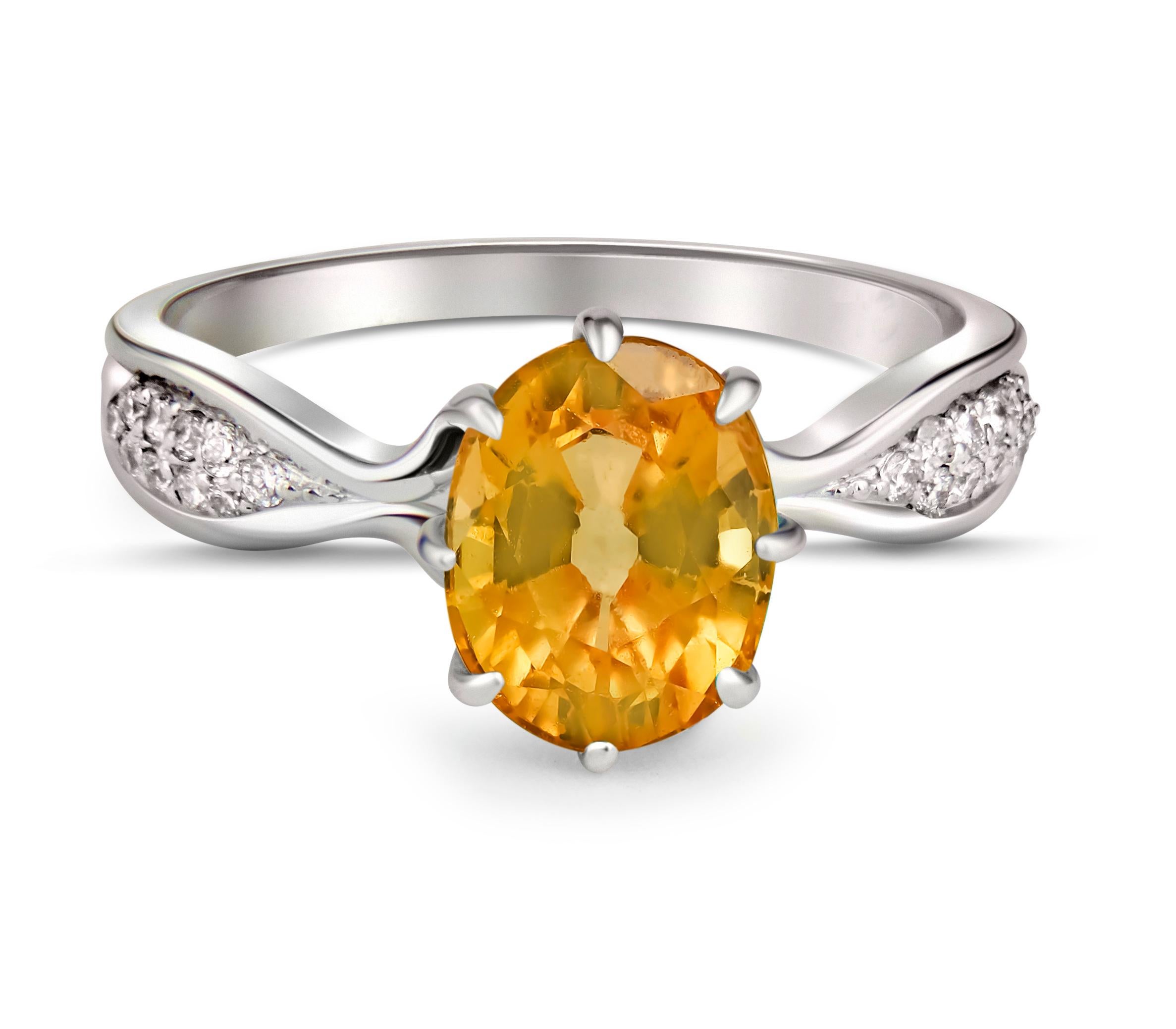 En vente :  Bague en or 14 carats avec saphir ovale, bague en or et saphir 2