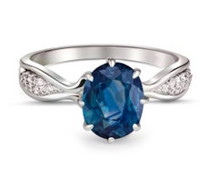 Sapphire 14k Gold Ring, Oval Sapphire Ring, Sapphire Gold Ring
