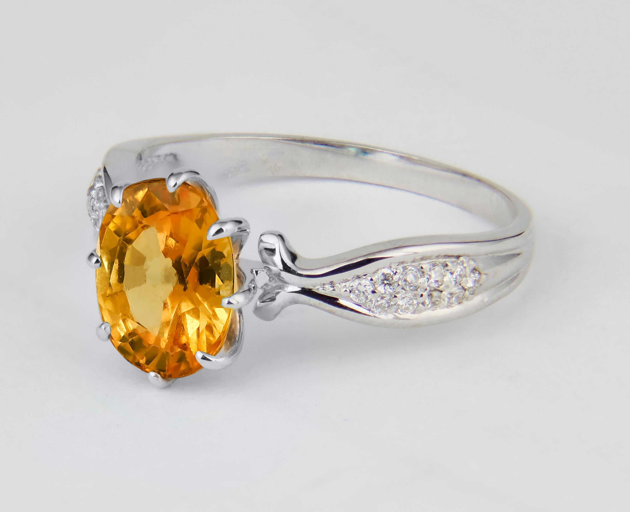 Saphir-Ring aus 14k Gold, ovaler Saphir, Saphir-Goldring (Ovalschliff) im Angebot