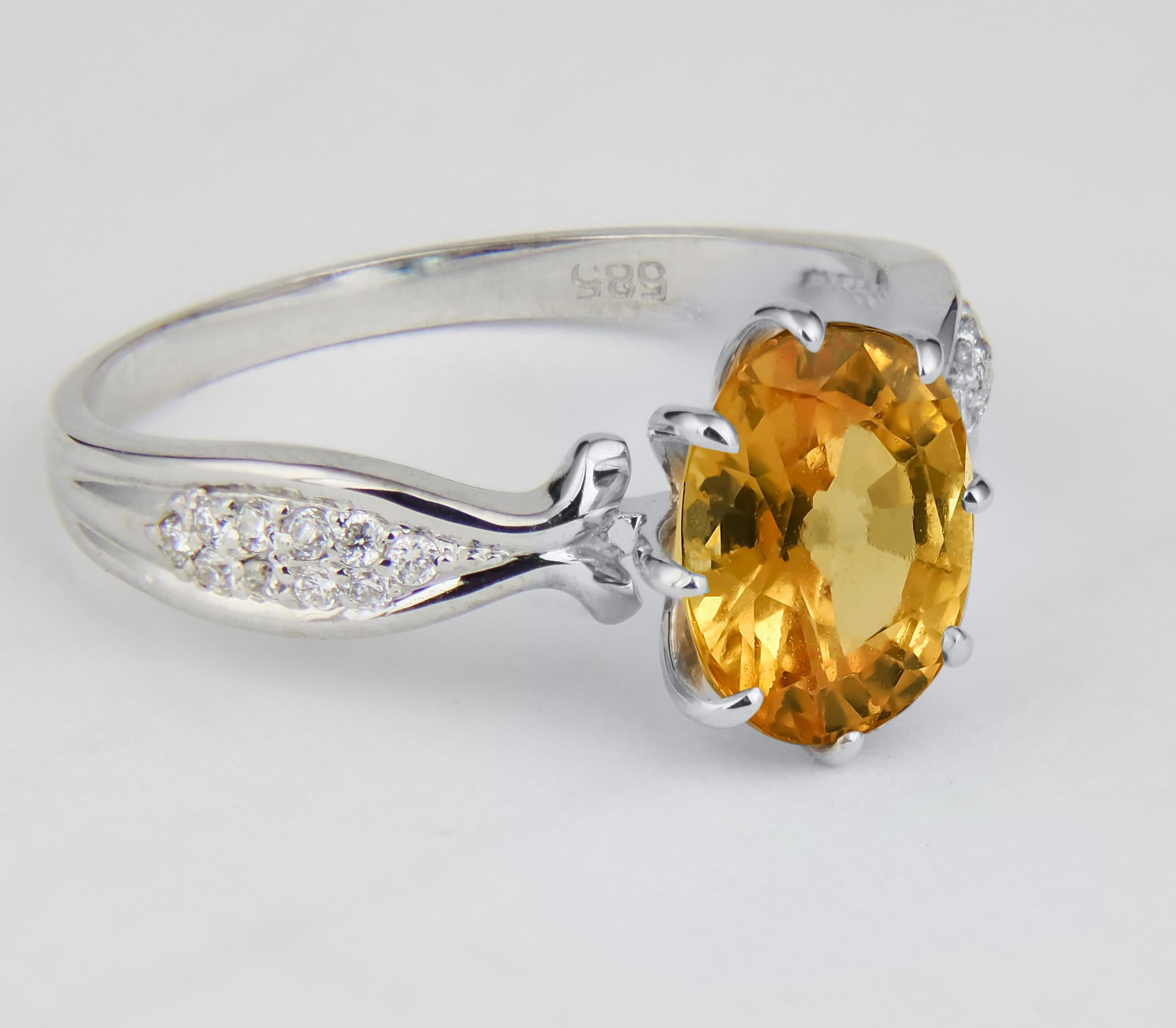 En vente :  Bague en or 14 carats avec saphir ovale, bague en or et saphir 5
