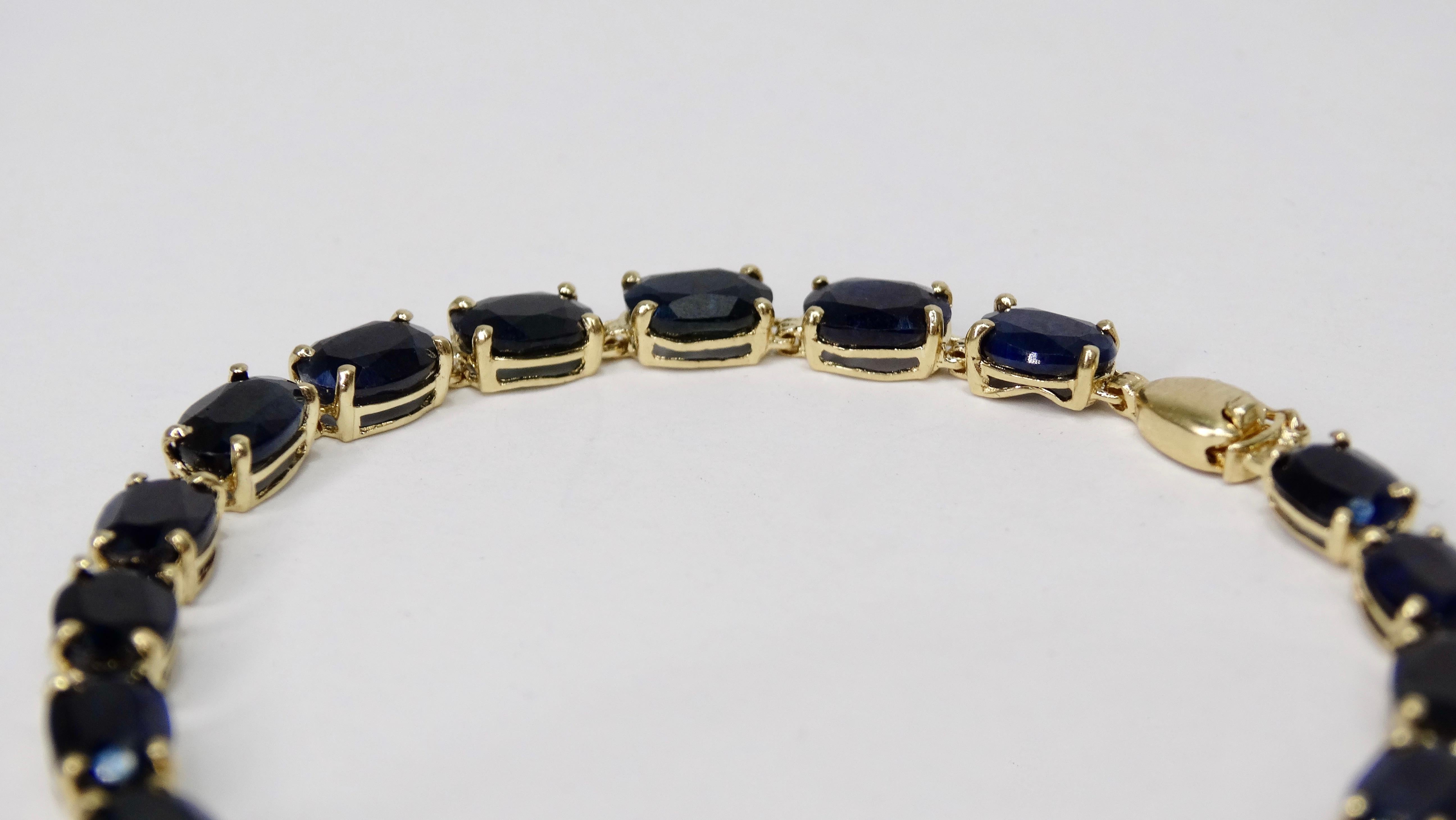 Oval Cut Sapphire 14k Gold Tennis Bracelet 