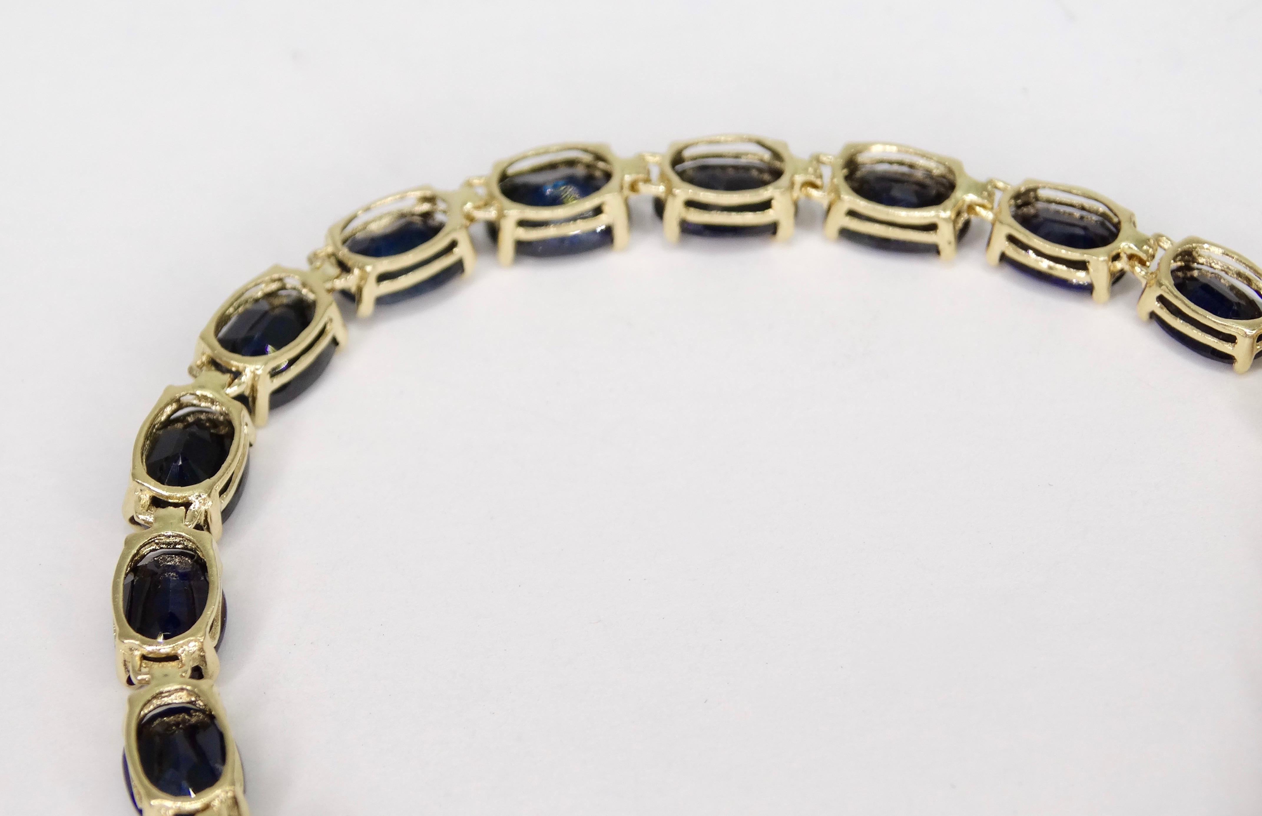 Sapphire 14k Gold Tennis Bracelet  In Good Condition In Scottsdale, AZ