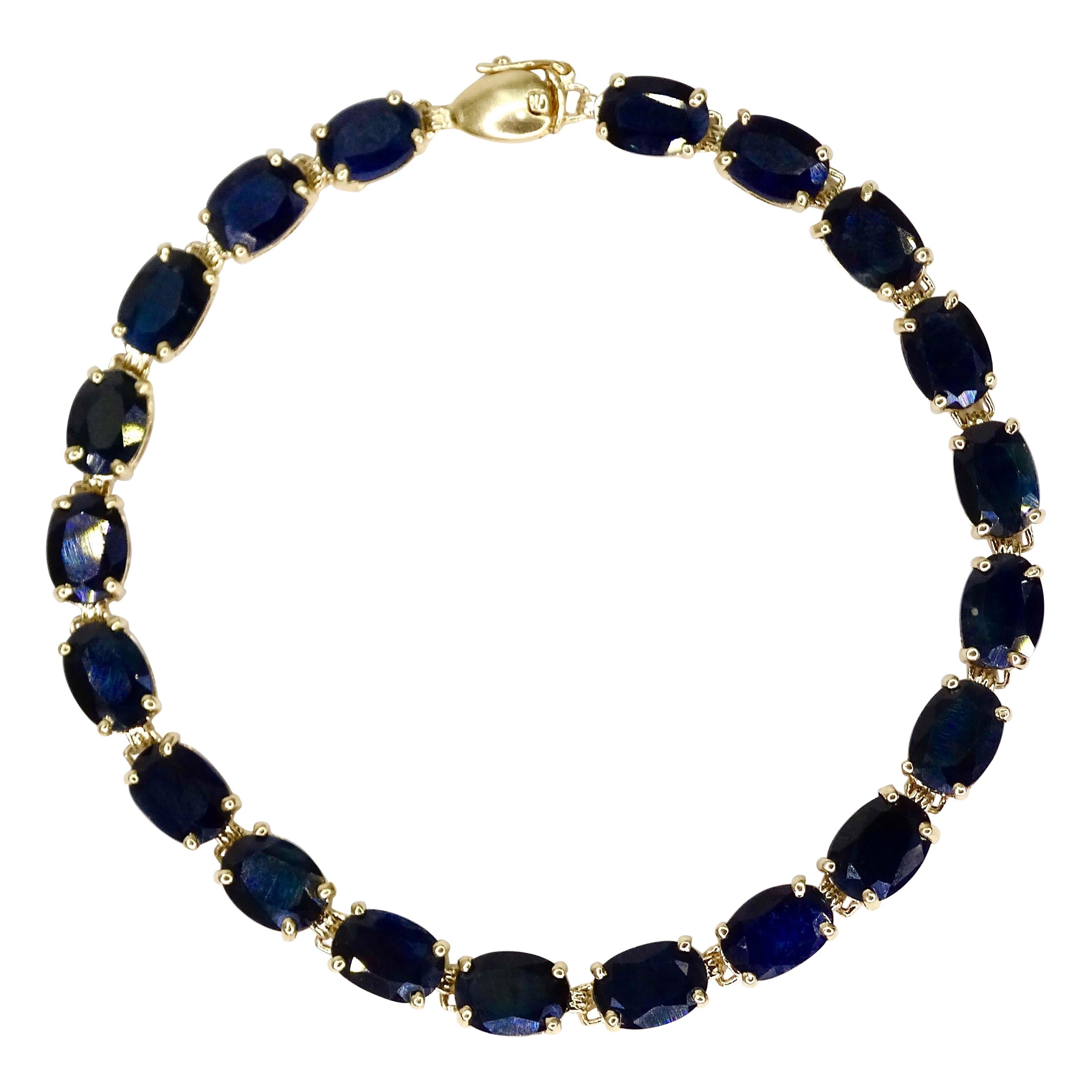 Sapphire 14k Gold Tennis Bracelet 