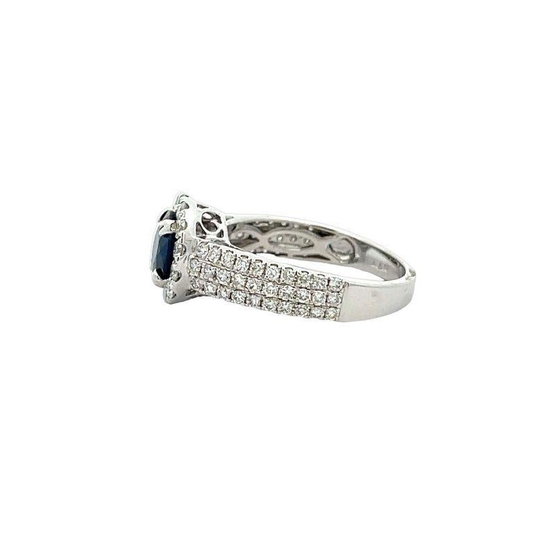 Women's Sapphire 1.57ct & Diamond 1.04ct Cocktail Ring in 18k White Gold For Sale