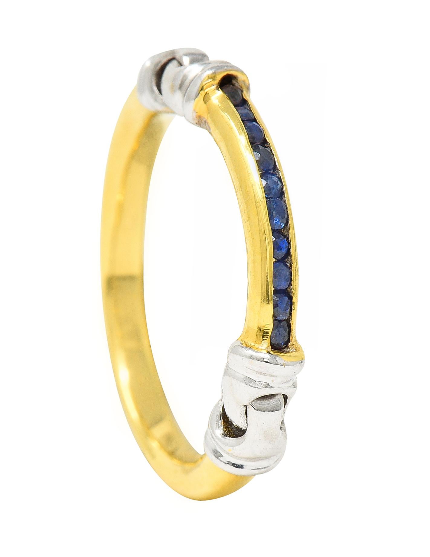 Sapphire 18 Karat Two-Tone Gold Channel Band Vintage Ring 4