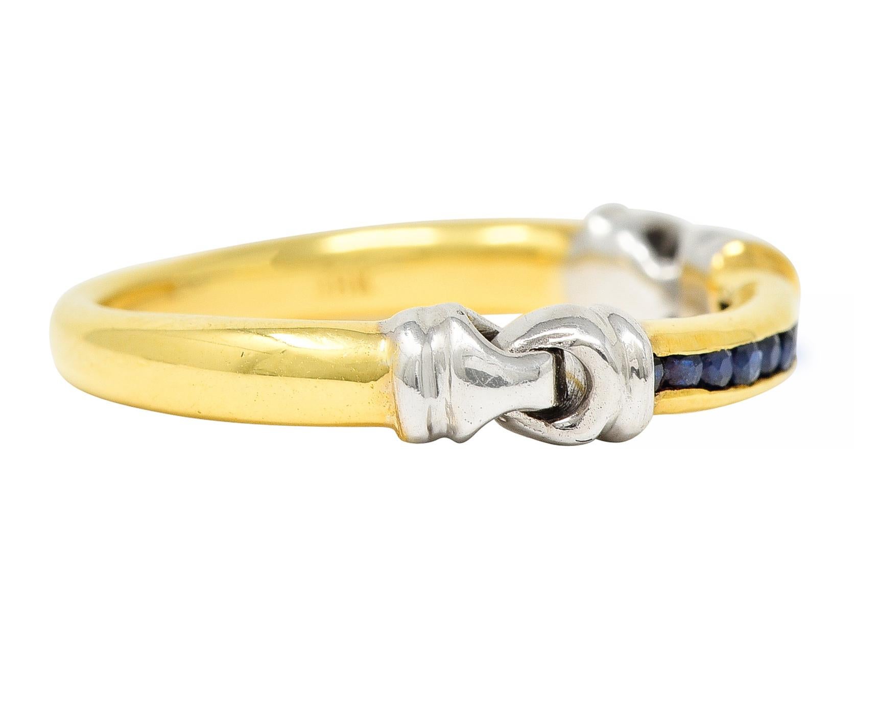 Contemporary Sapphire 18 Karat Two-Tone Gold Channel Band Vintage Ring