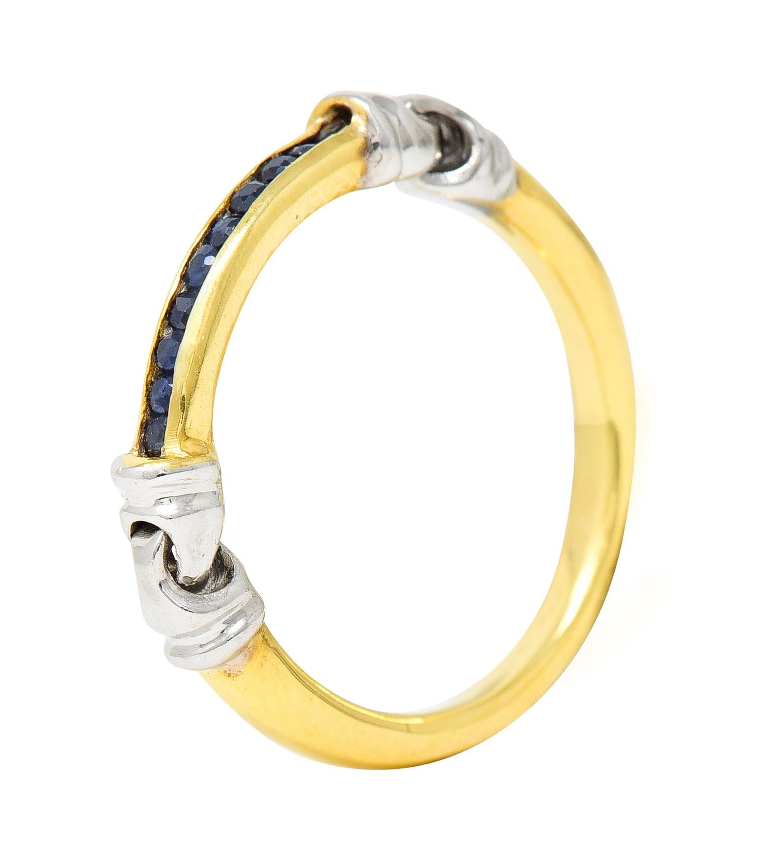 Sapphire 18 Karat Two-Tone Gold Channel Band Vintage Ring 2