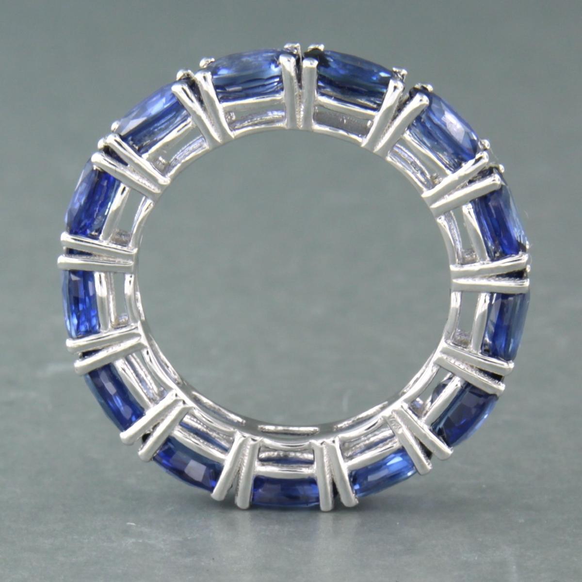 Oval Cut Sapphire 18 kt White Gold Eternity Ring For Sale