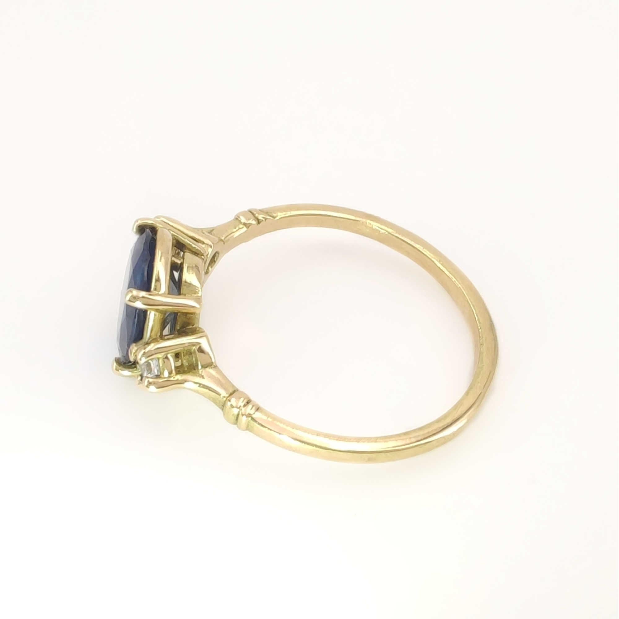 Bague en or 18k avec saphir  Diamant pierre précieuse Anneau de promesse Anneau de mariage Cadeau pour elle en vente 4