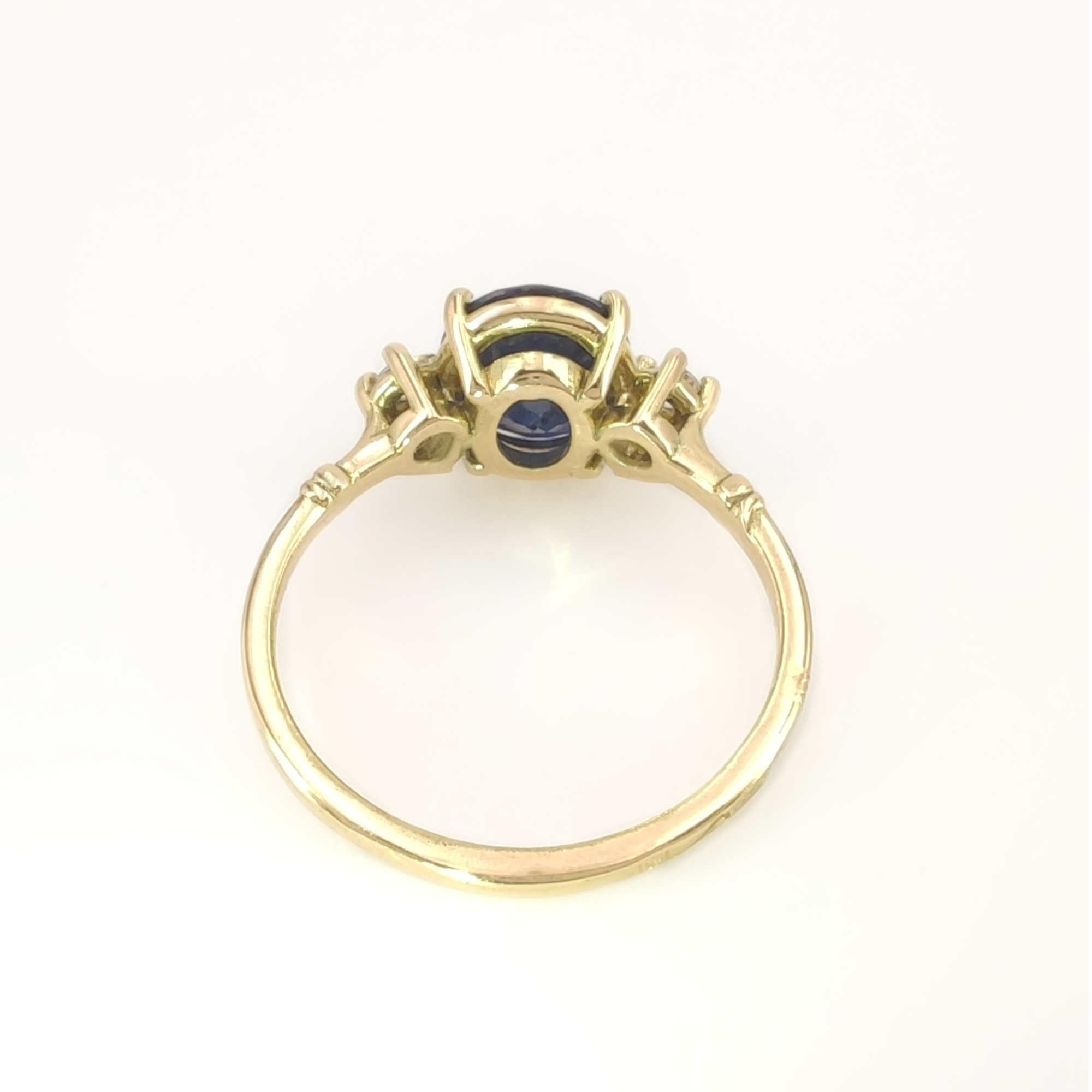 Bague en or 18k avec saphir  Diamant pierre précieuse Anneau de promesse Anneau de mariage Cadeau pour elle en vente 5