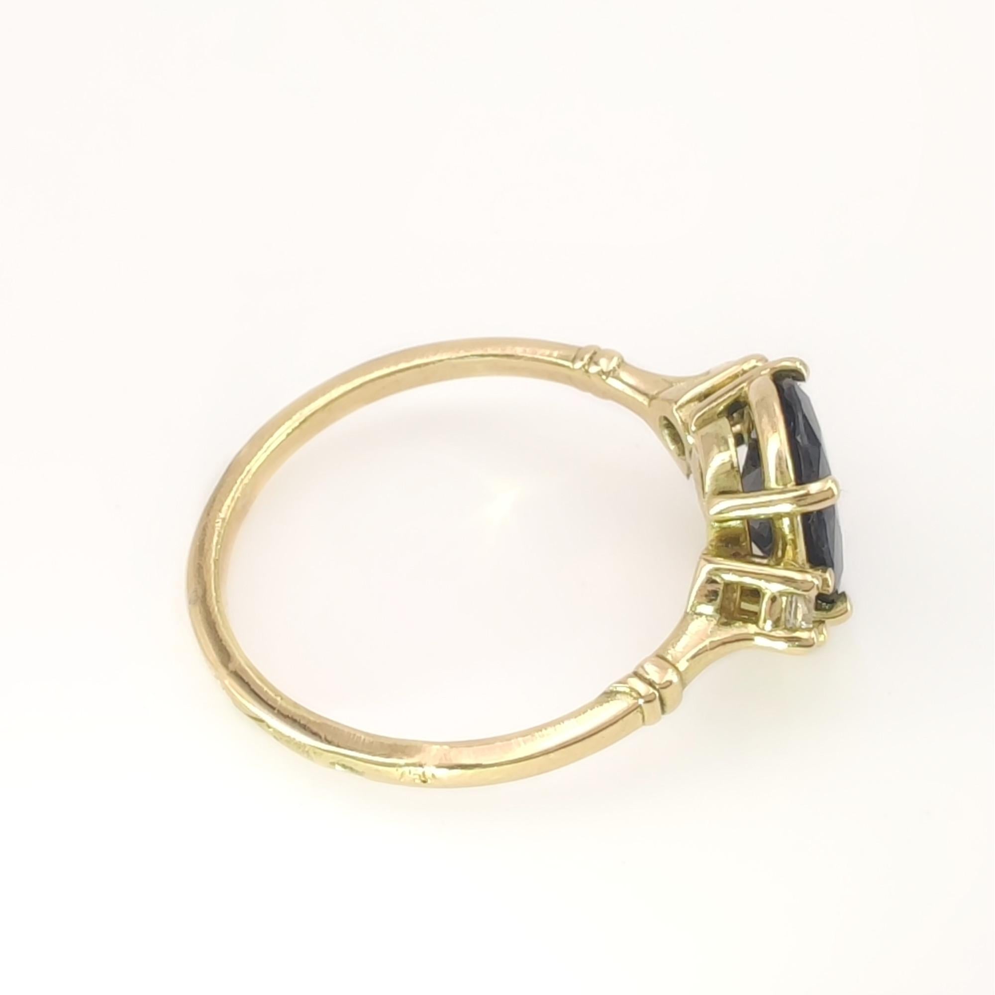 Bague en or 18k avec saphir  Diamant pierre précieuse Anneau de promesse Anneau de mariage Cadeau pour elle en vente 6