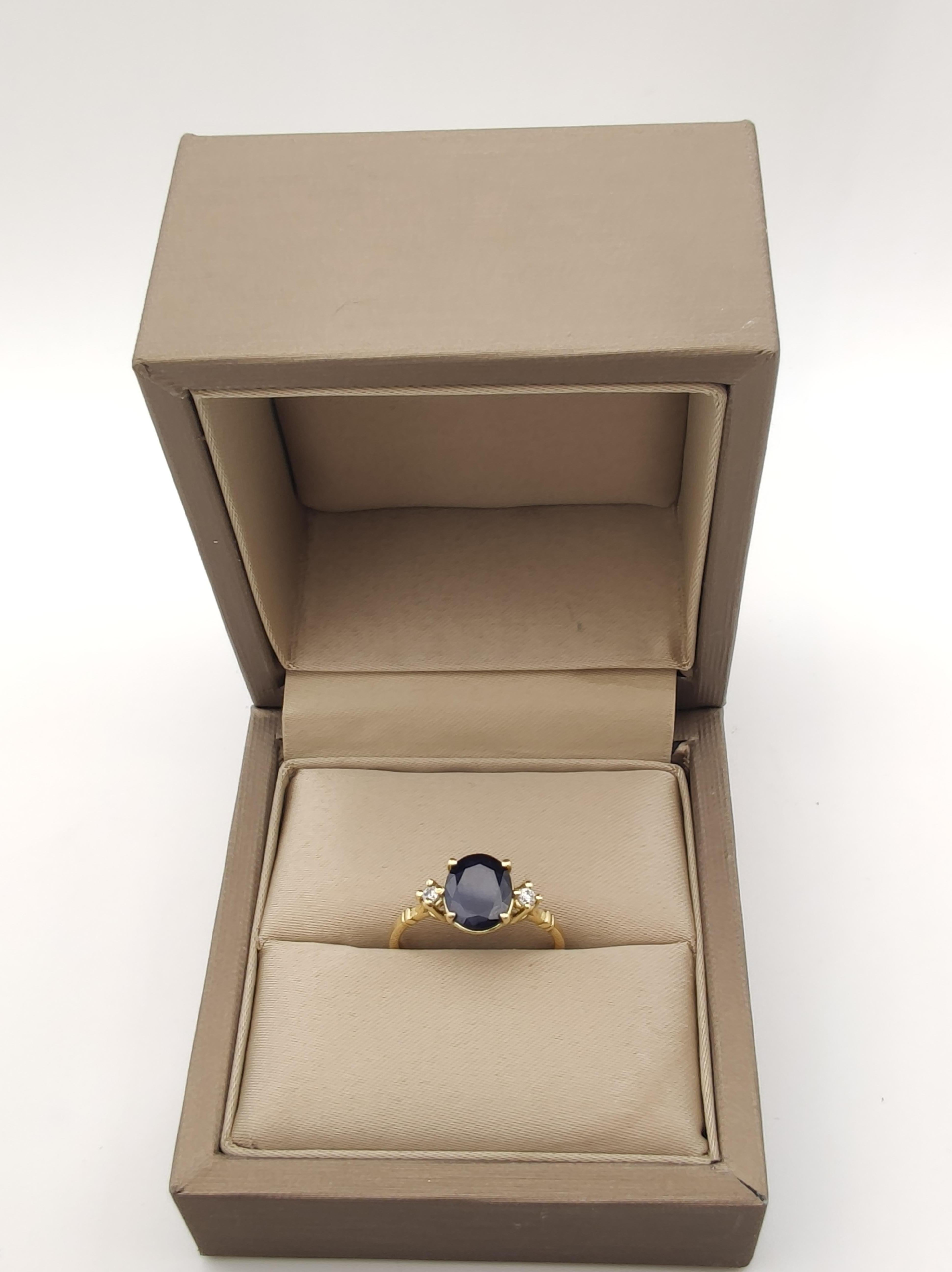 Women's Sapphire 18k Gold Ring  Diamond gemstone Promise Ring Wedding Ring Gift for her For Sale