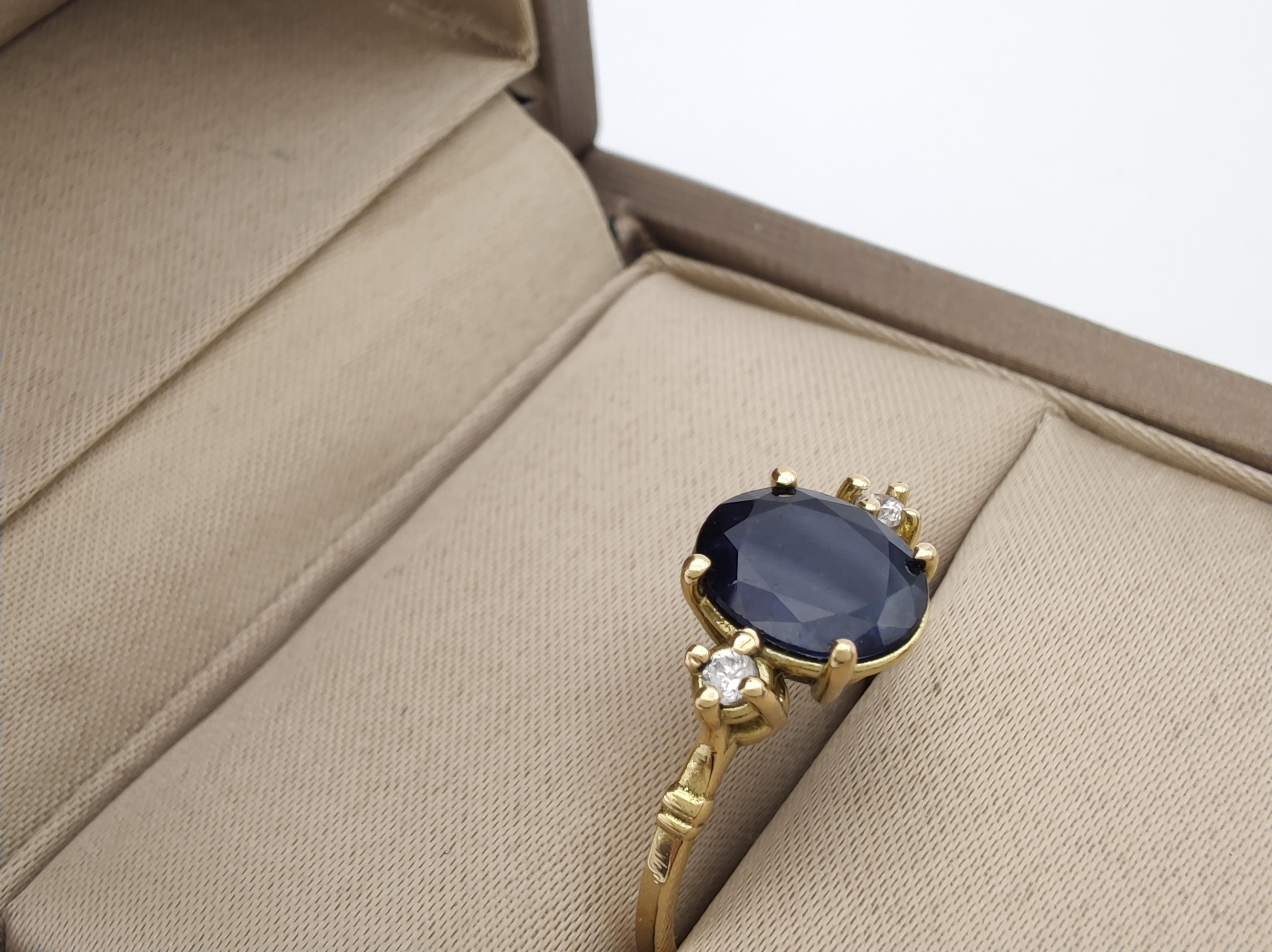 Bague en or 18k avec saphir  Diamant pierre précieuse Anneau de promesse Anneau de mariage Cadeau pour elle en vente 1