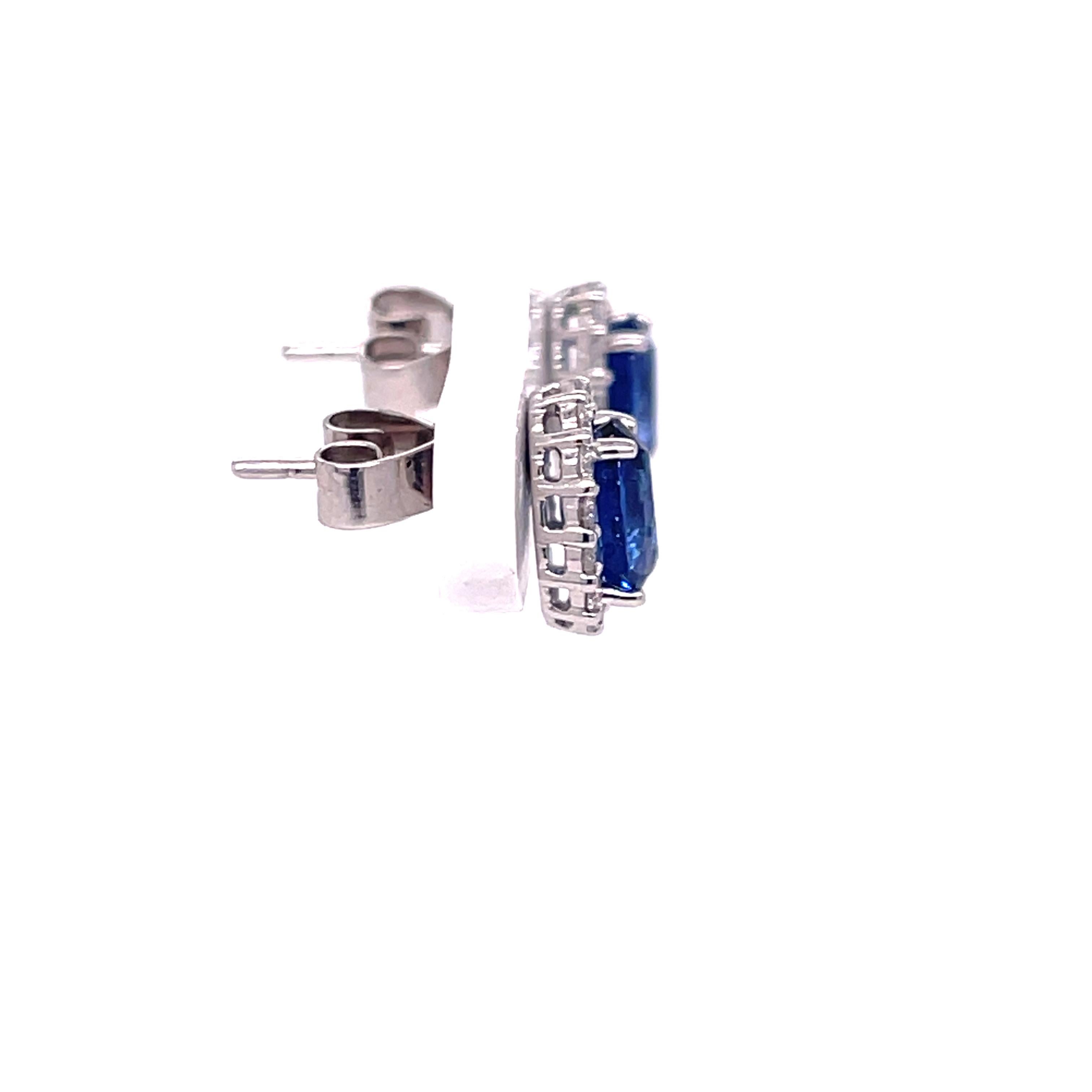 Oval Cut Sapphire '2.09ctw' and Diamond '.43ctw' White Gold Studs For Sale