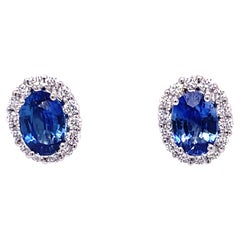 Sapphire '2.09ctw' and Diamond '.43ctw' White Gold Studs