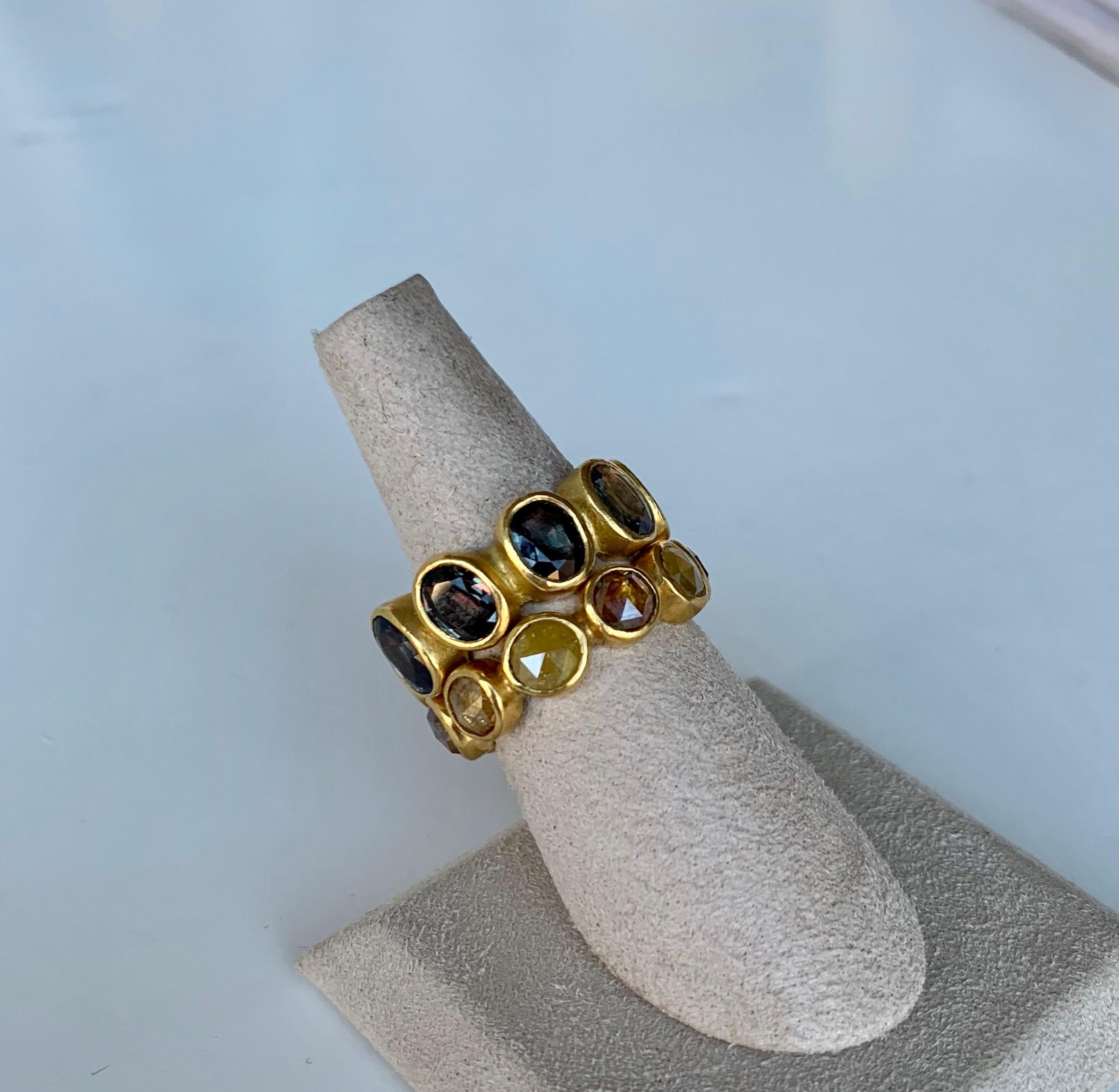 Sapphire 22 Karat Gold Yellow Gold Eternity Ring In New Condition In New York, NY