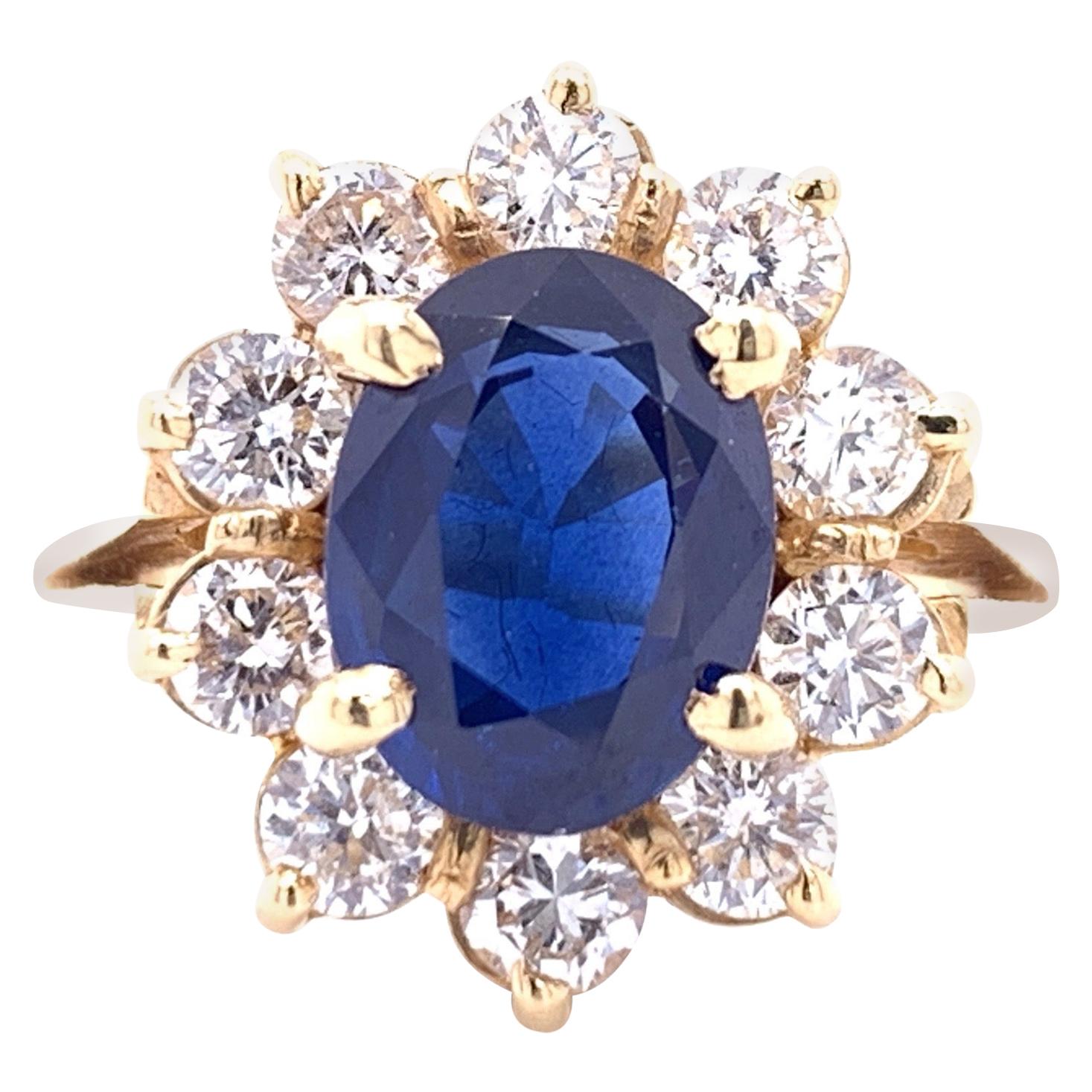 Sapphire 2.25 Carat Diamond Cocktail Ring For Sale