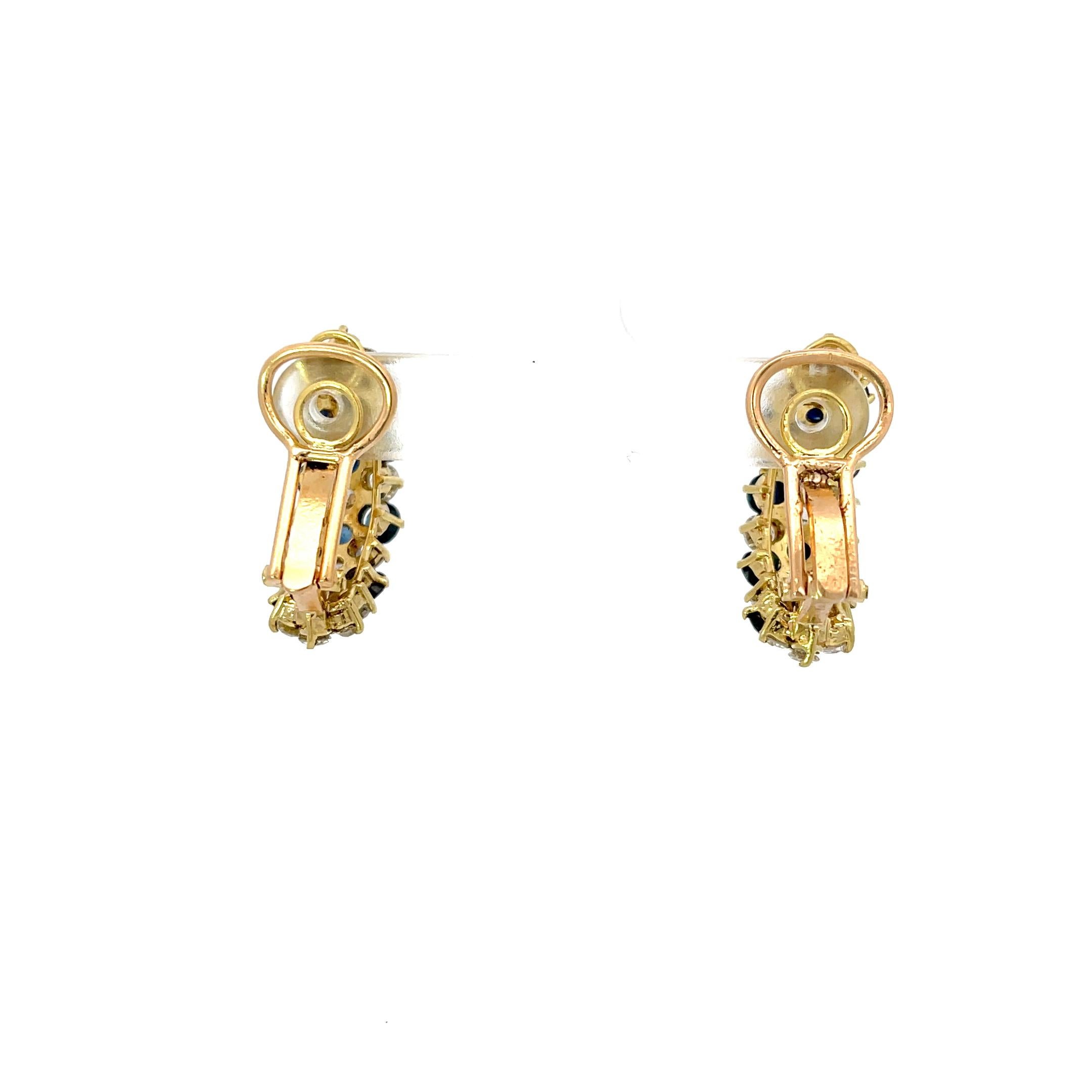 Boucles d'oreilles saphir 2.25ctw & diamant 2.50ctw or jaune 18K Pour femmes en vente