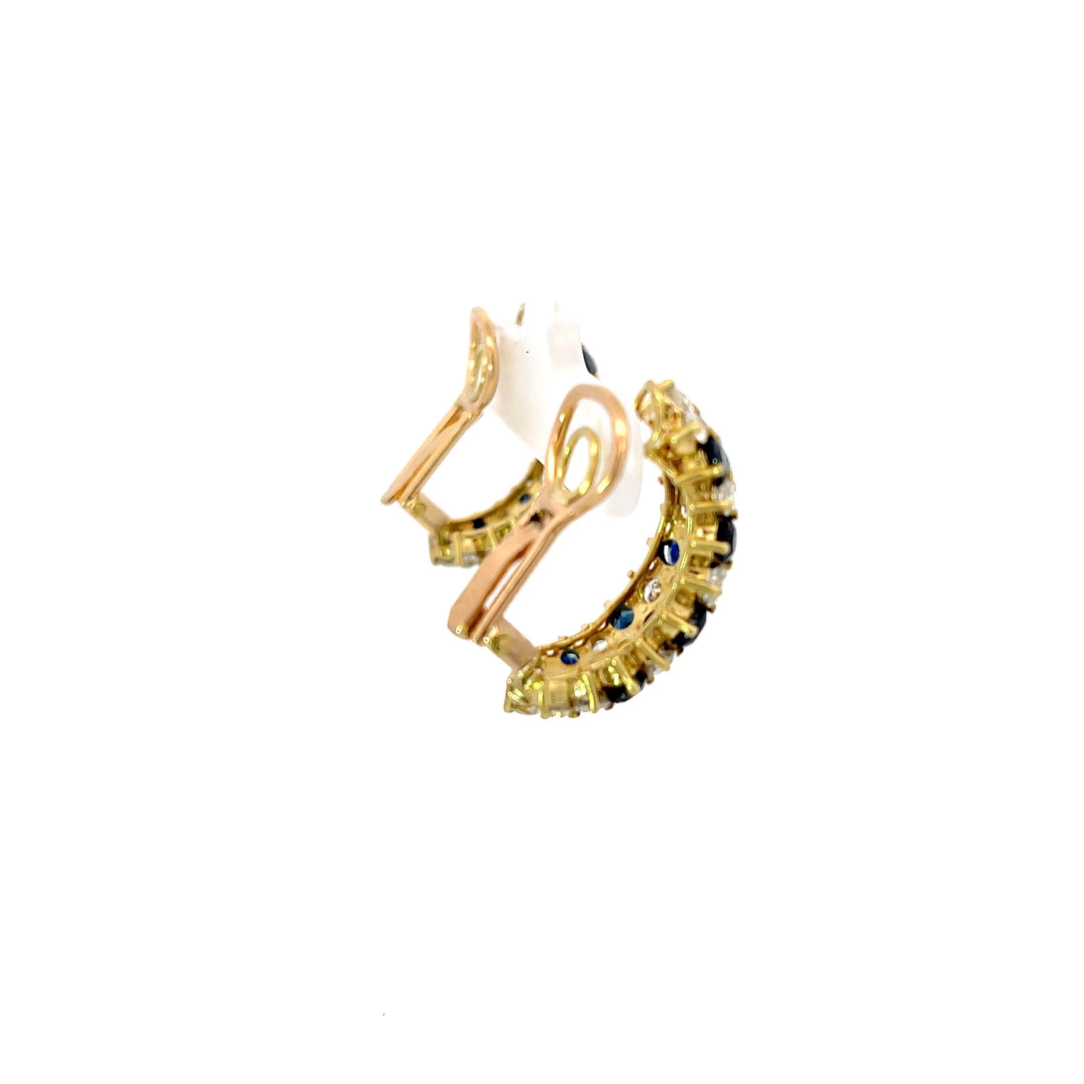 Boucles d'oreilles saphir 2.25ctw & diamant 2.50ctw or jaune 18K en vente 1