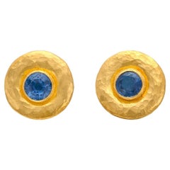 Sapphire & 24k Gold Stud Earrings by Gurhan