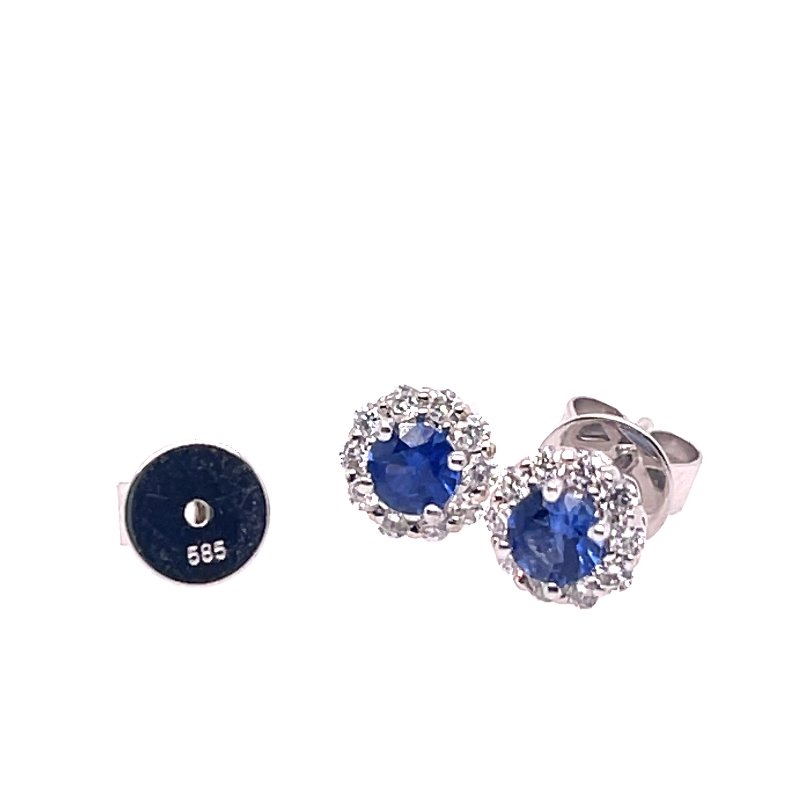 Modern Sapphire '.48ctw' and Diamond '0.27ctw' White Gold Studs