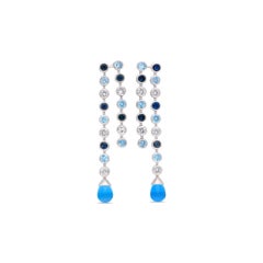 Sapphire 6Ct & Blue Topaz Swiss 16.71Ct Earring in 18kt Gold