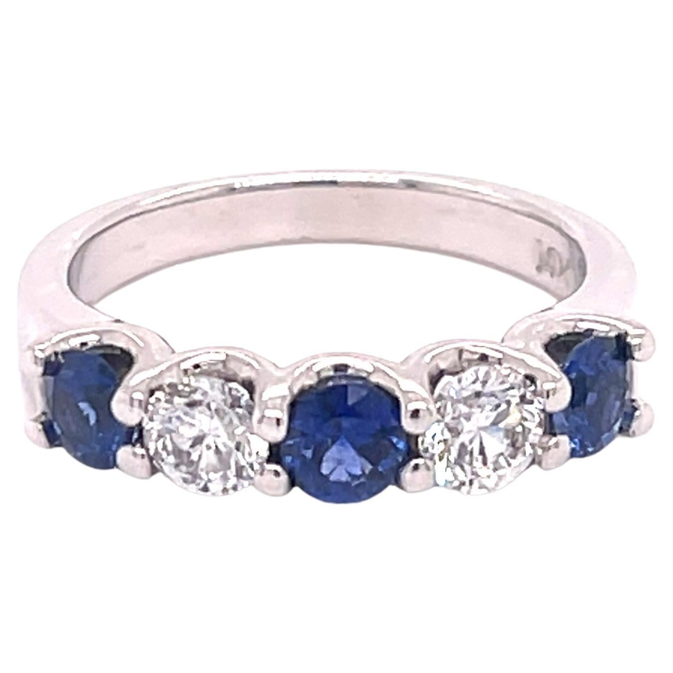 Sapphire '.77ctw' and Diamond '.50ctw' White Gold Band