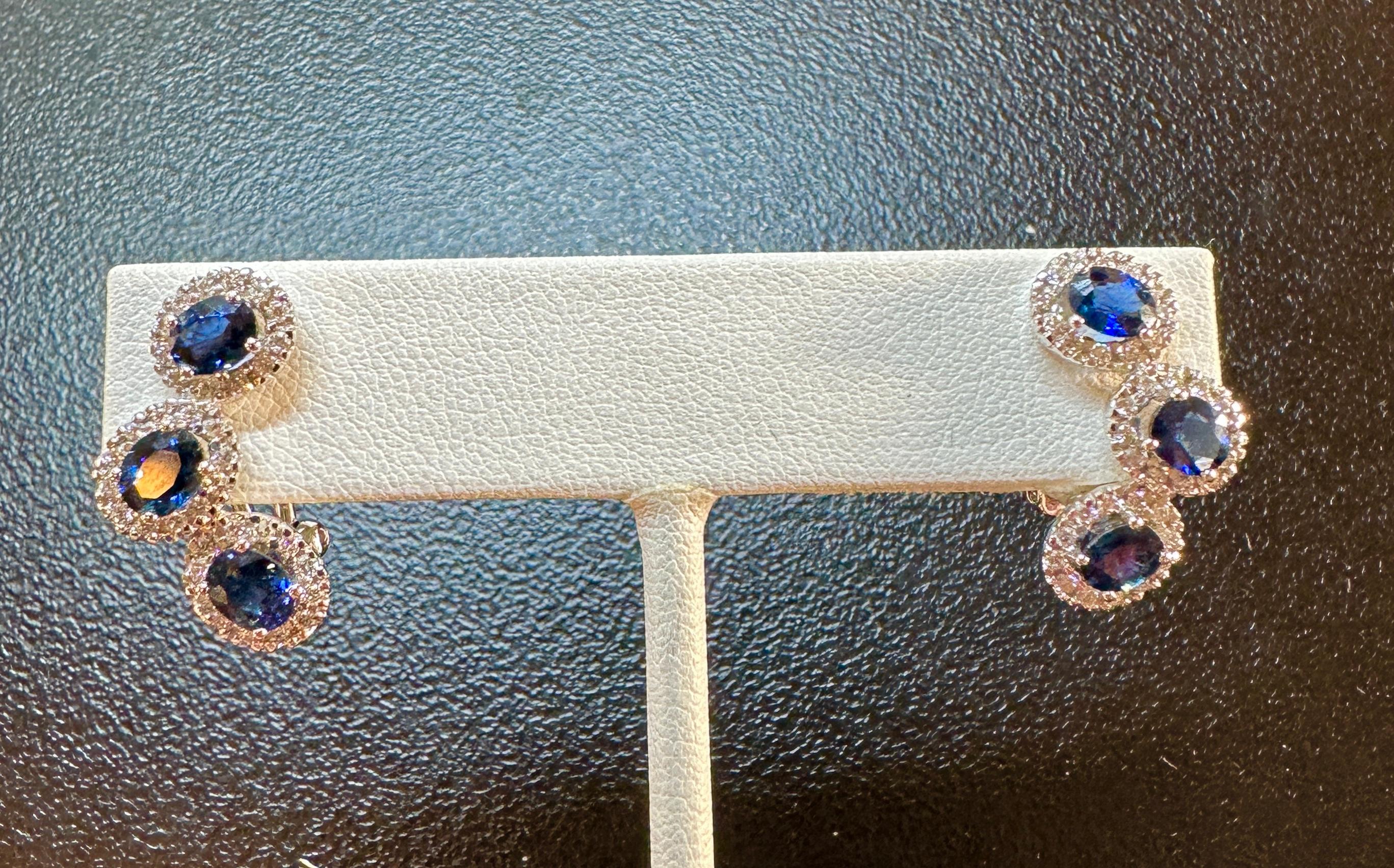 Sapphire 78 Natural Diamond Halo Earrings 18 Karat White Gold Gem Quality en venta 1