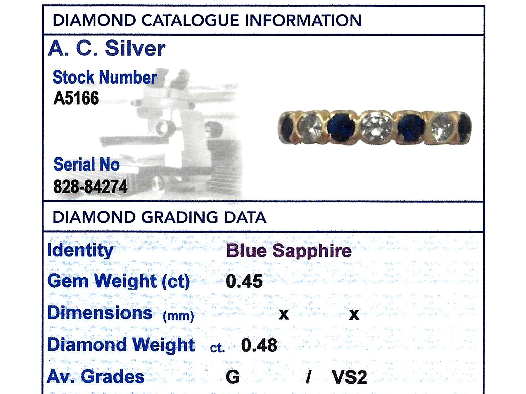 Sapphire and Diamond Yellow Gold Dress Ring 1976 1