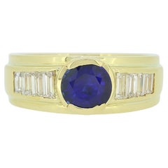 Sortija de zafiro y diamante talla baguette