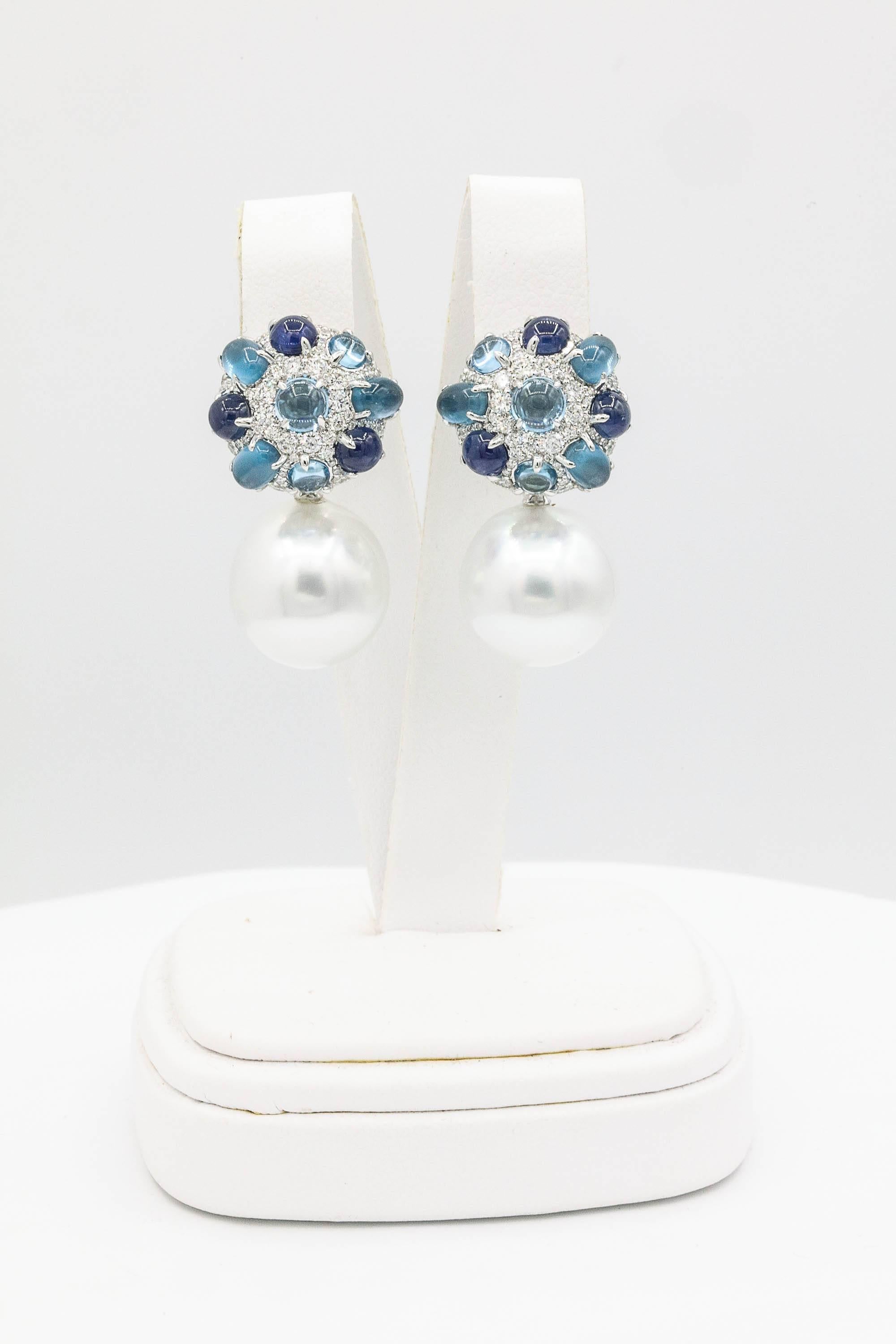 sapphire pearl drop earrings
