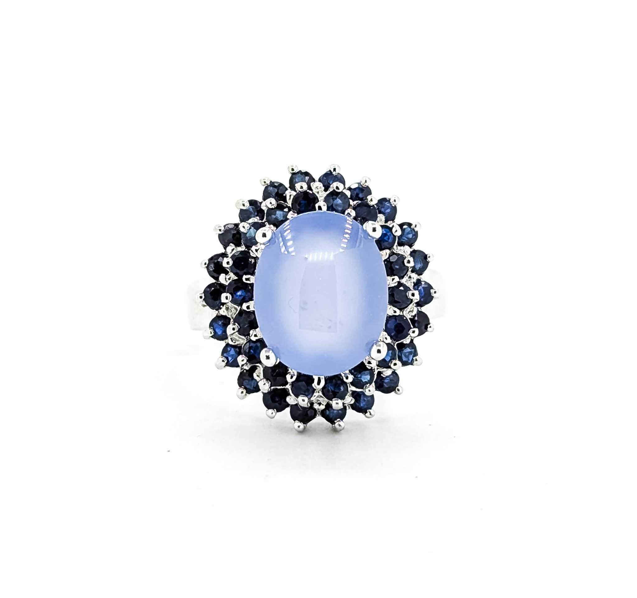 Saphir und Chalcedon 14k Weißgold Ring im Angebot 5