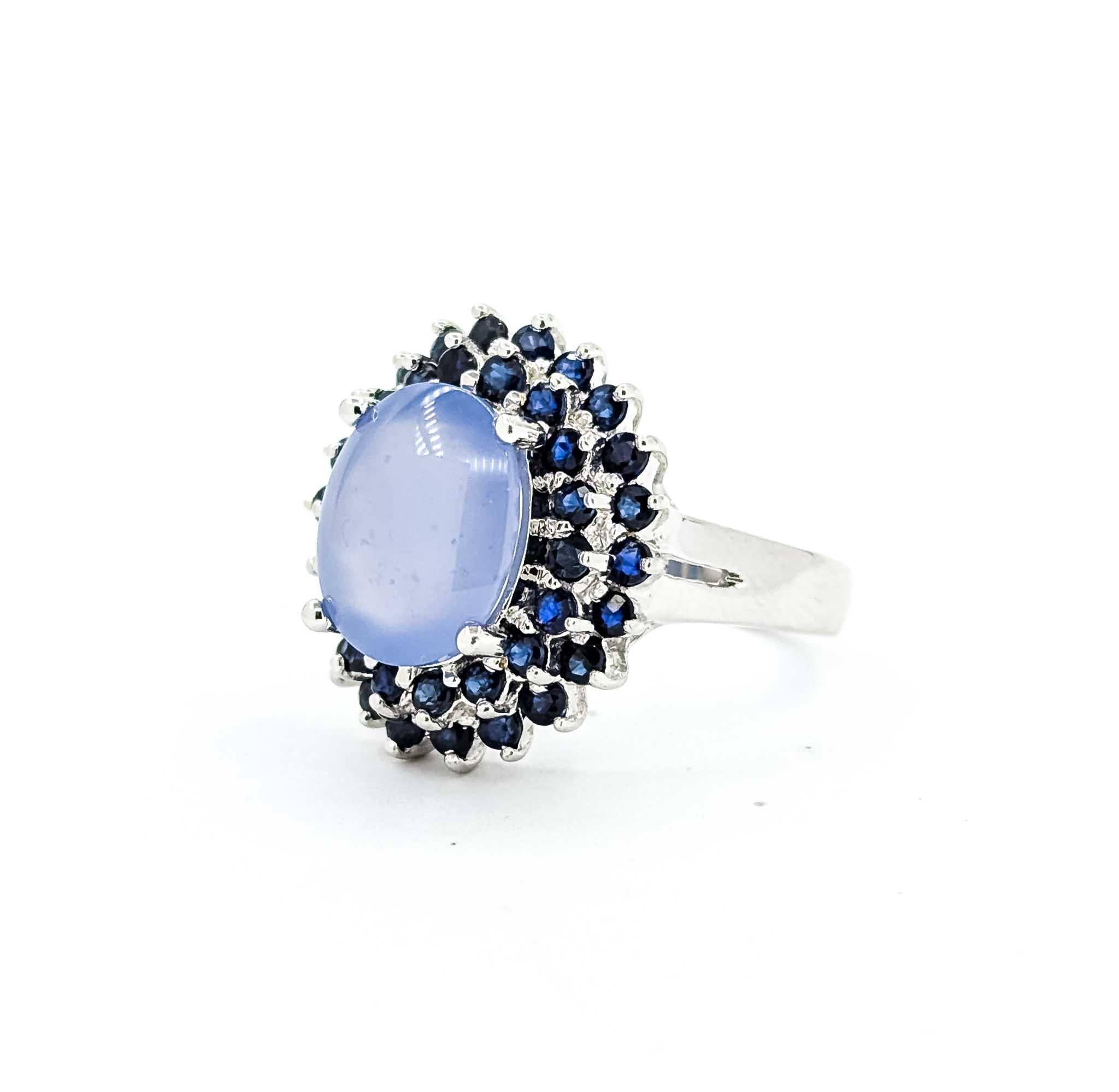 Saphir und Chalcedon 14k Weißgold Ring (Zeitgenössisch) im Angebot