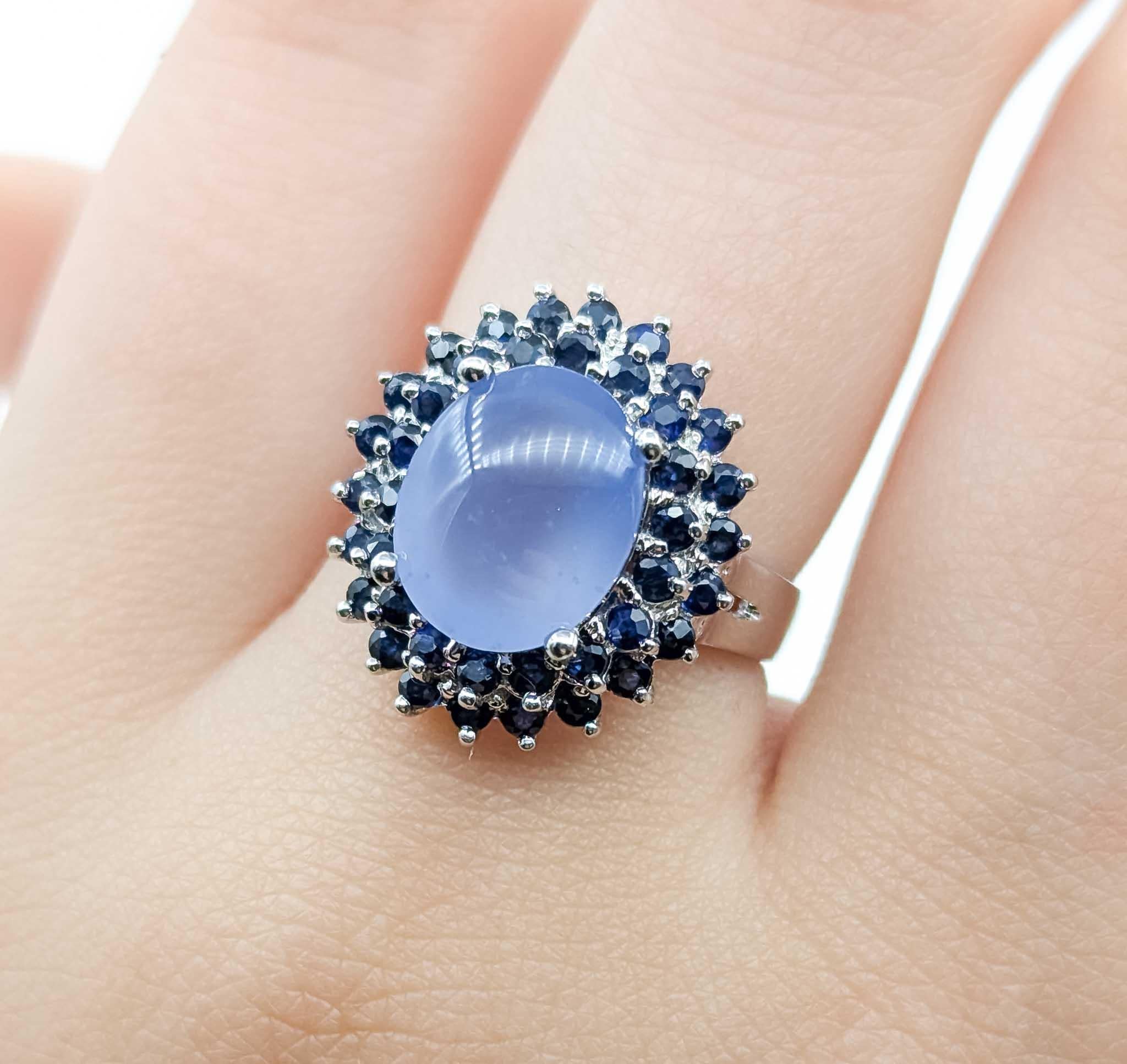 Saphir und Chalcedon 14k Weißgold Ring im Zustand „Hervorragend“ im Angebot in Bloomington, MN
