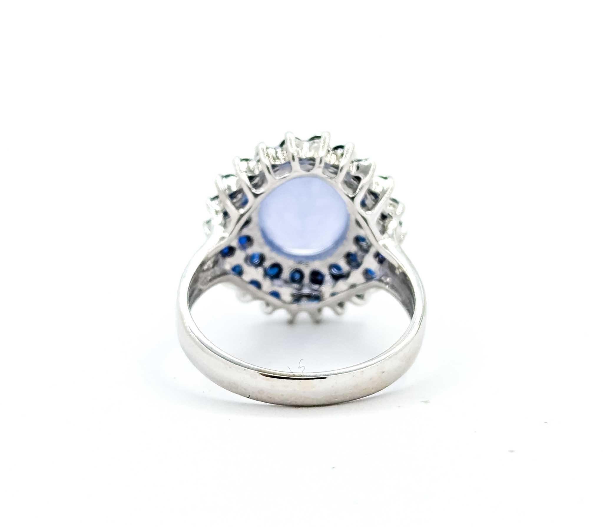 Saphir und Chalcedon 14k Weißgold Ring im Angebot 2