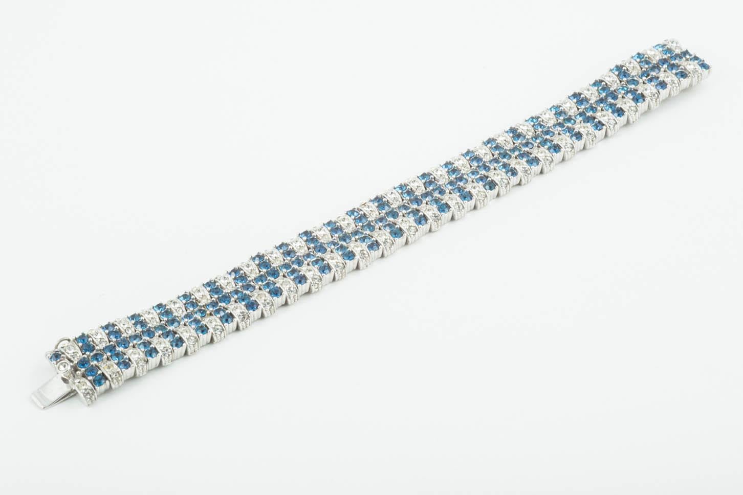 Sapphire and clear paste bracelet, Ciner, USA, 1960s In Excellent Condition In Greyabbey, County Down