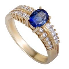 Sapphire and Diamond Gold Band Ring