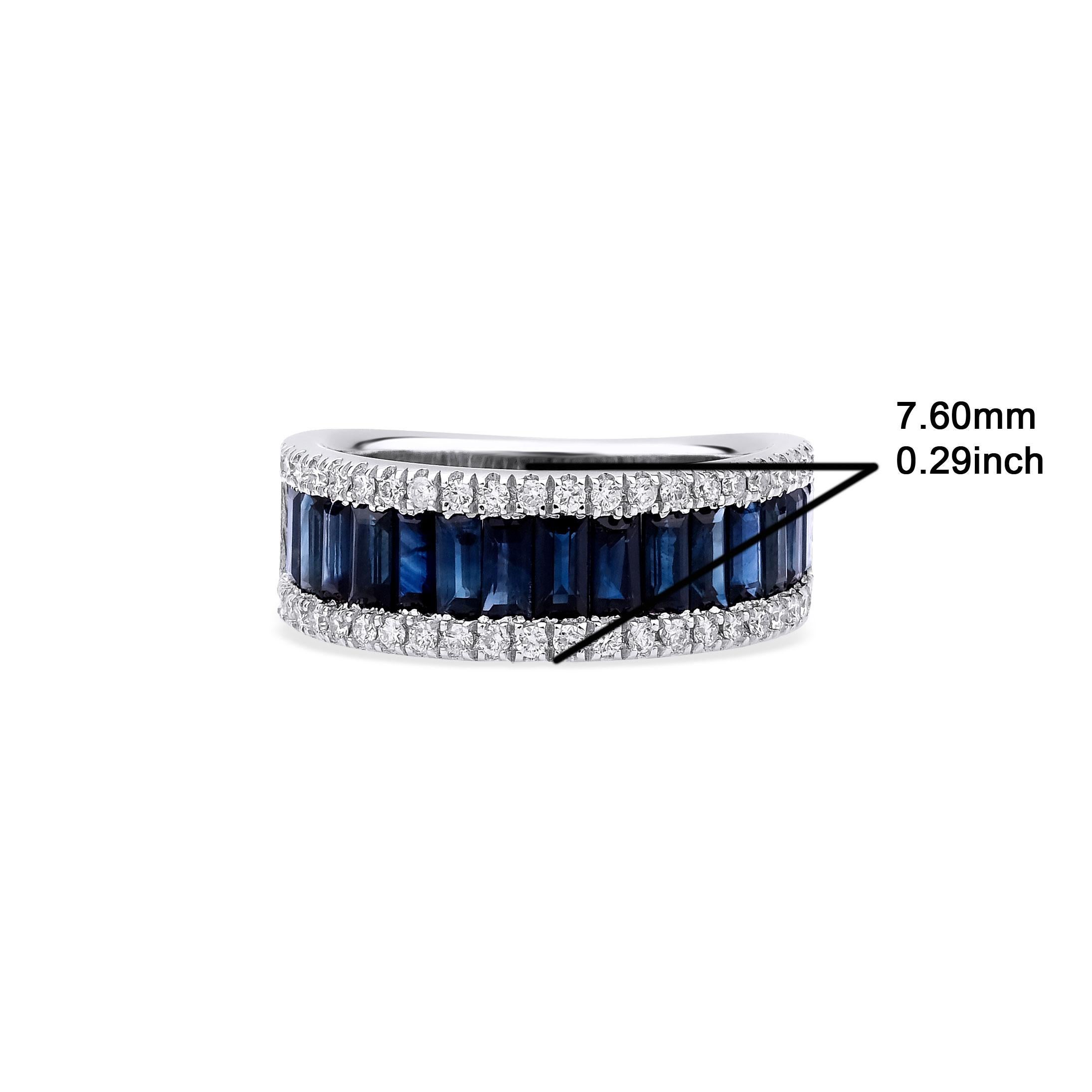 En vente :  Bague demi-éternité en or massif saphir et diamant 0,95ct 8