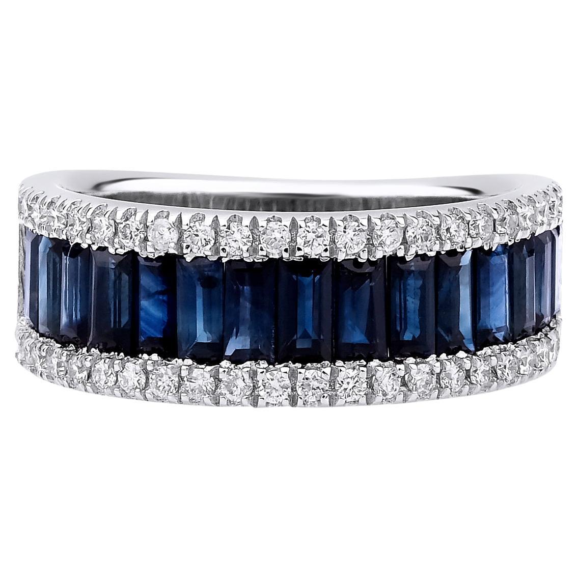 Sapphire And Diamond 0.95ct Half Eternity Solid Gold Ring