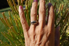 Sapphire and Diamond Band Ring .57 Carat 14 Karat Yellow Gold