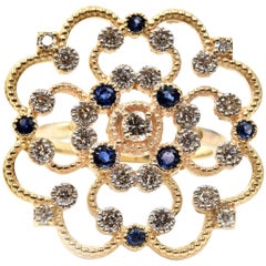 Sapphire and Diamond 14 Karat White Gold Ring